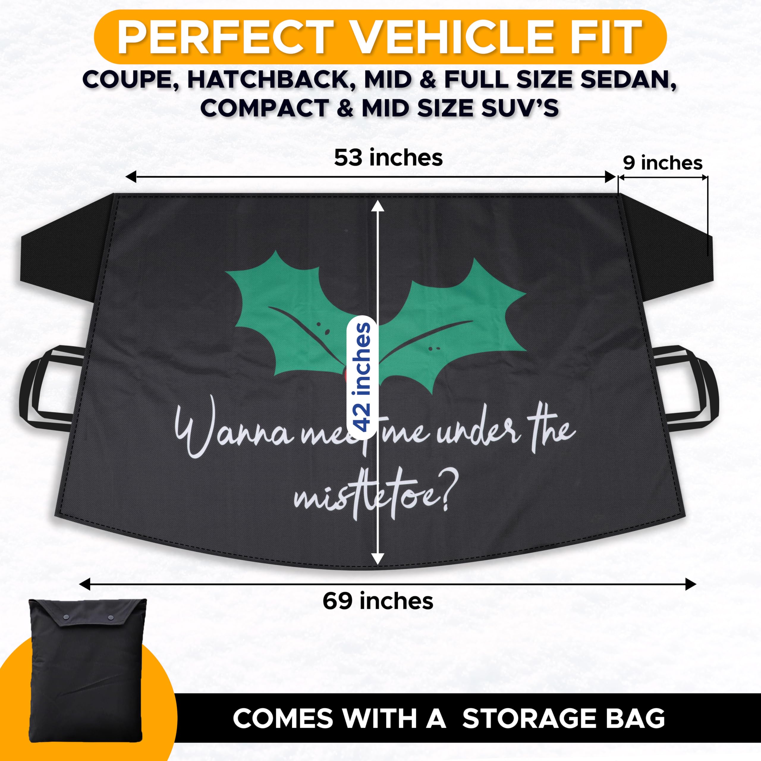 EcoNour 600D Polyester Car Windshield Cover for Ice & Snow - Heatproof Winter Car Accessory for Christmas Decor