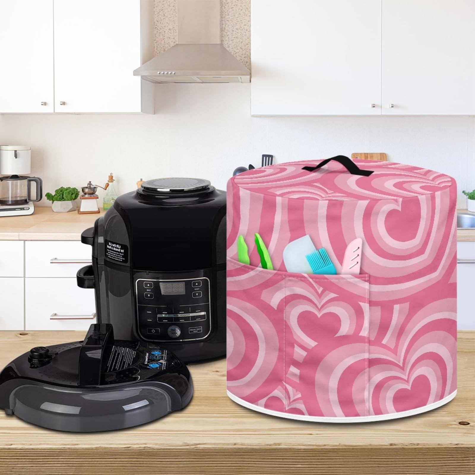 Abstract Love Heart Print Air Fryer Cover - 3 qt Pressure Cooker Dust Cover for Electric Pressure Cooker, Toaster, Oven, Rice Cooker & Steamer | Kitchen Appliance Protector for Home & Restaurant Use