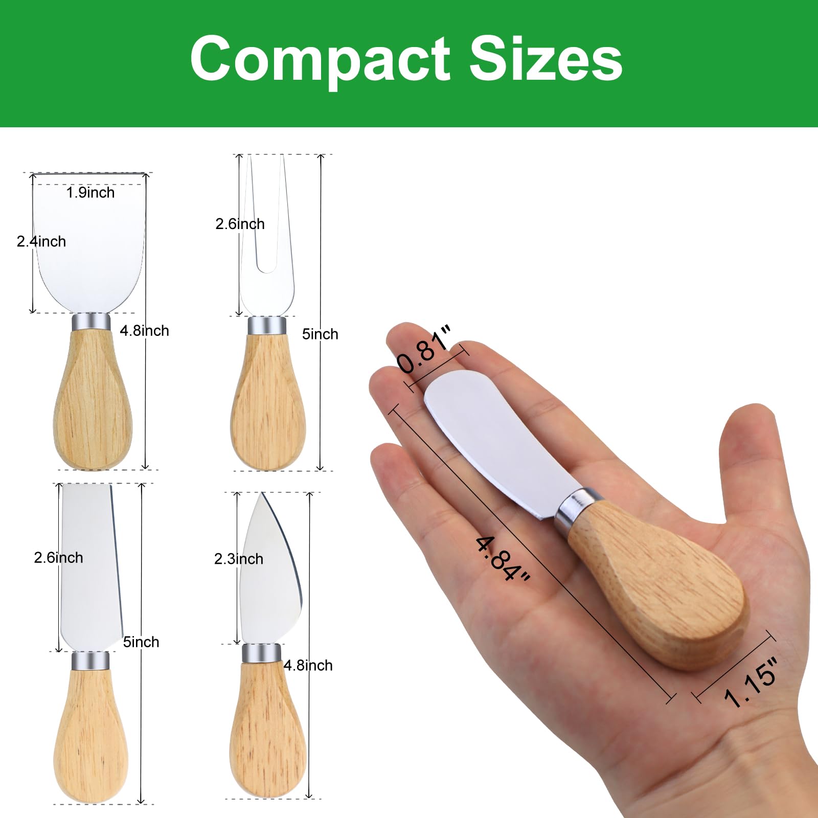 10-Piece Wooden Handle Cheese Knife Set - Stainless Steel Cheese Cutters & Spreaders for Charcuterie Boards - Perfect for Parties, Weddings, Christmas & Cheese Platter Accessories - Ideal for Entertaining, Gifts & Gourmet Cheese Serving