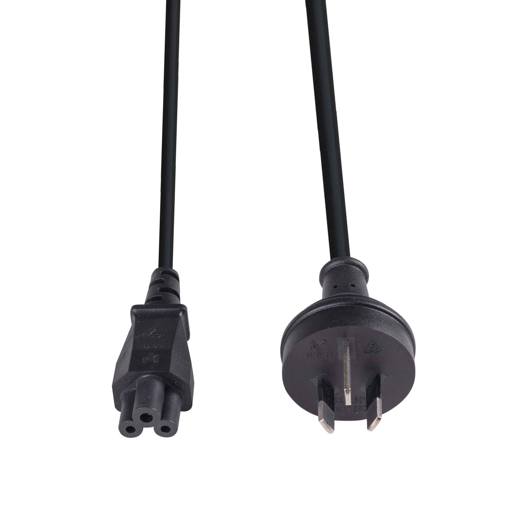 0.3M 3 Pin to C5 Clover Female Power Cord 7.5A SAA Certified 0.75mm Core - Perfect for Laptop Chargers, Monitors & Small Appliances