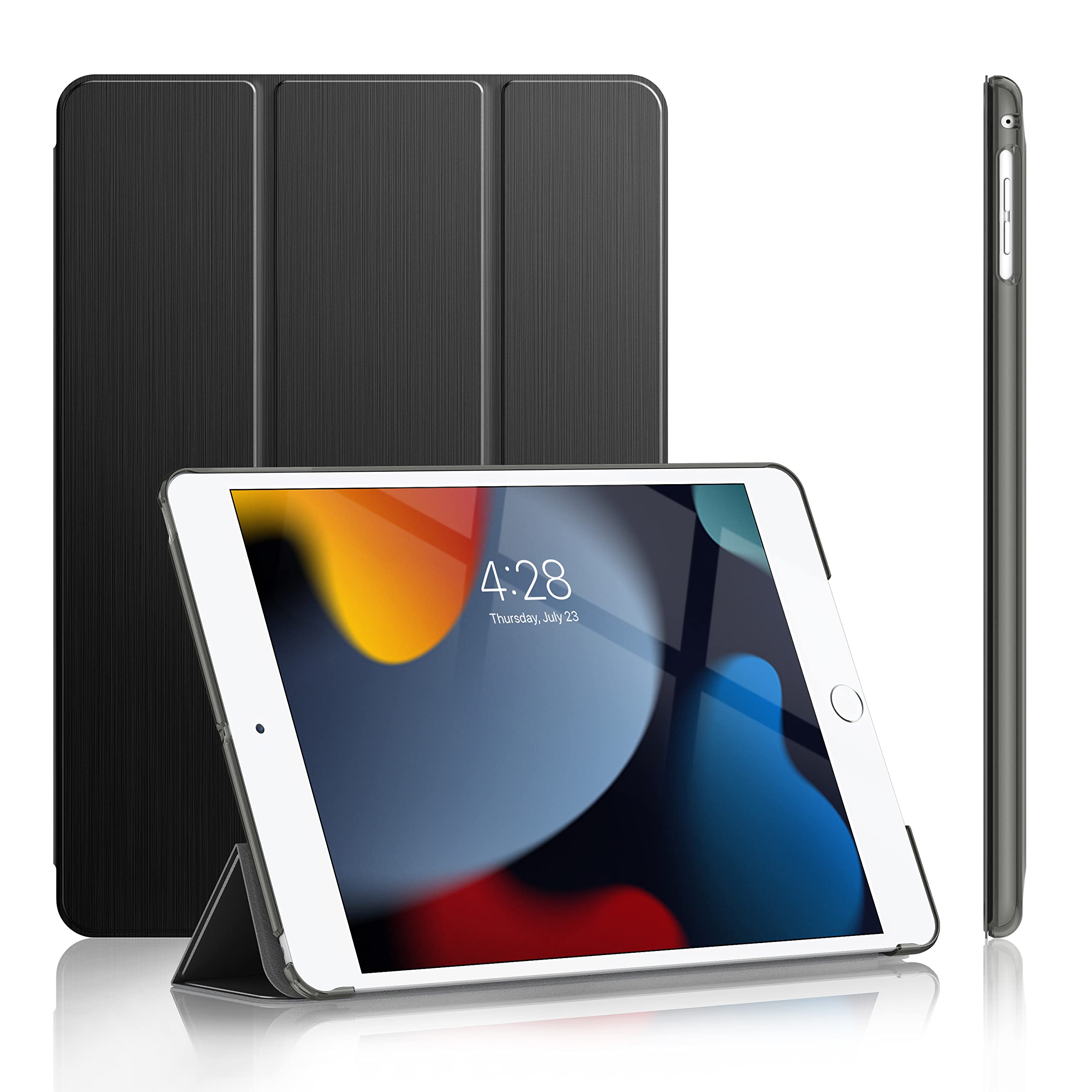Premium Soke Case for iPad 6th/5th Generation (2018/2017) & iPad Air 2/Air 1 - Slim Trifold Stand with Auto Wake/Sleep Function, Hard PC Back Cover - Perfect for Work, School & Travel (Black)