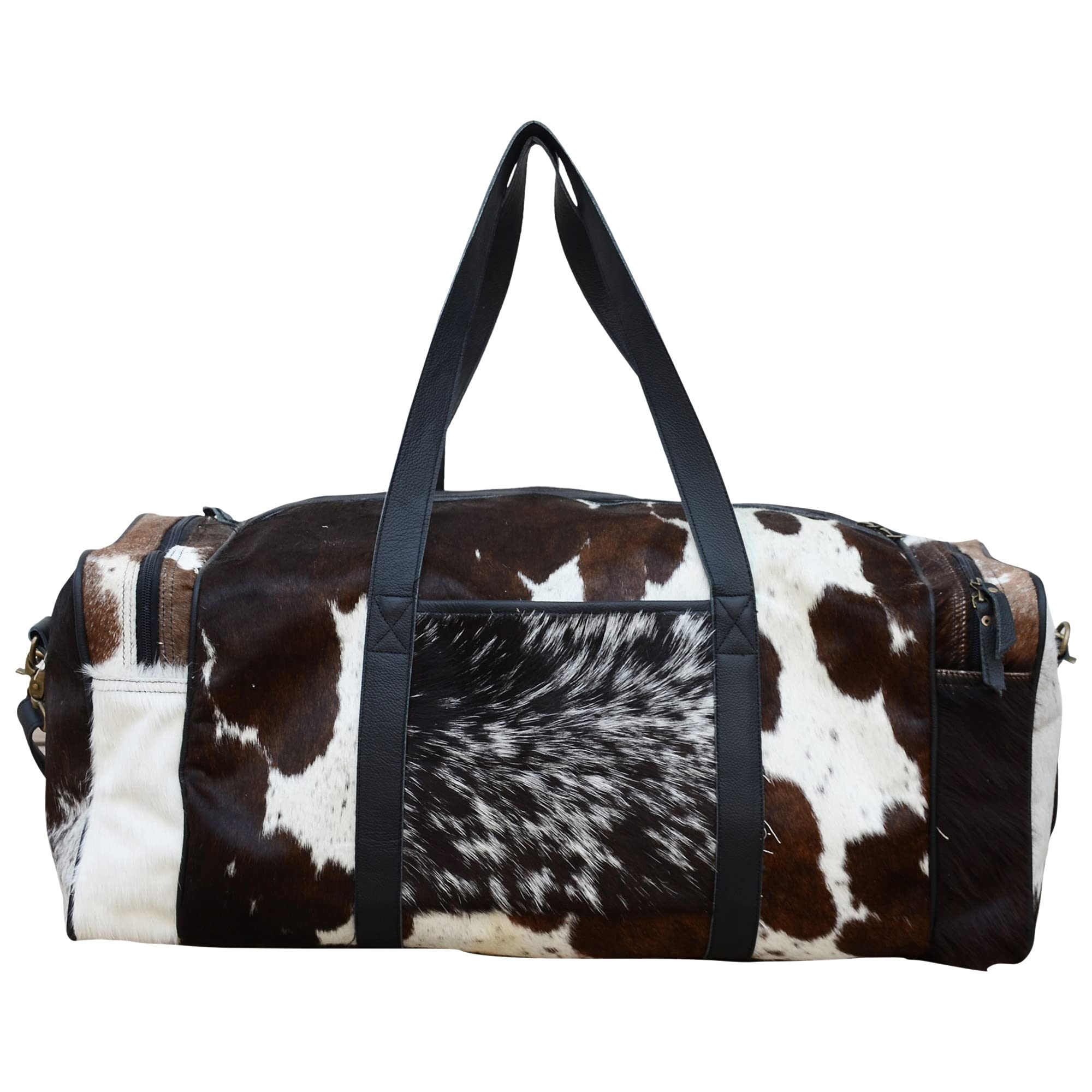 Premium Extra Large Cowhide Duffel Bag - Tricolor Leather Travel, Gym & Weekender Overnight Bag | Durable & Stylish for Business Trips, Vacation & Sports Gear Storage