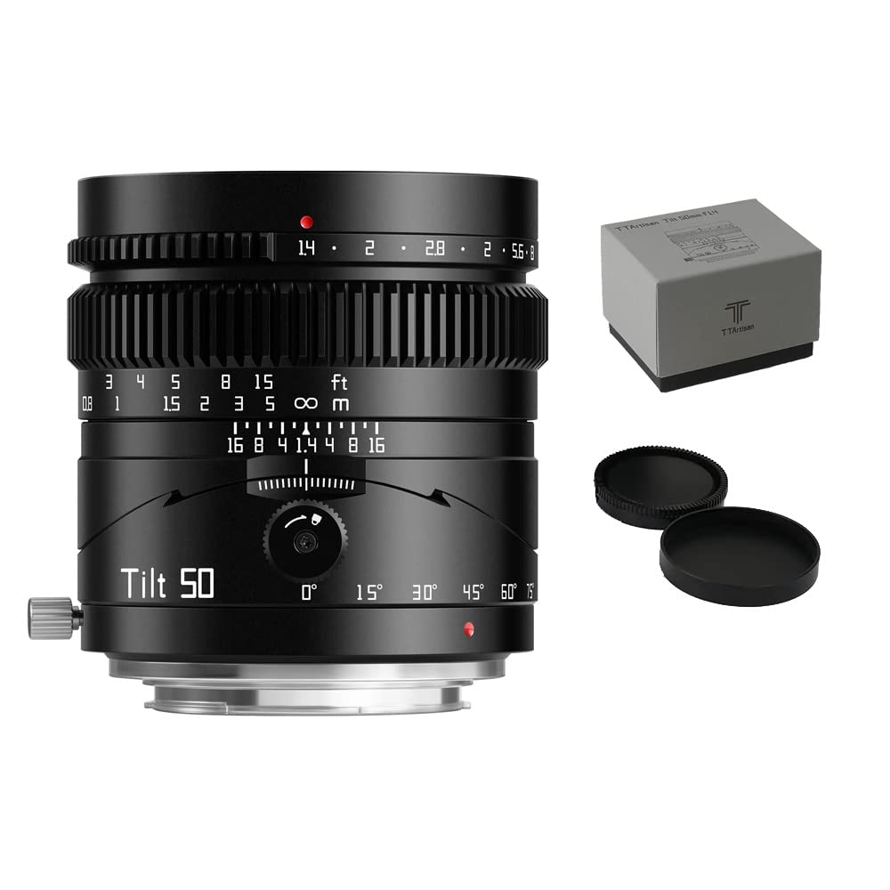 TTartisan TILT 50mm f1.4 APS-C Manual Focus Lens for Sony E Mount - Compatible with A7, A7II, A7R, A7S, A6000, ZV-E10, NEX Cameras - Perfect for Portrait, Street & Low Light Photography - Canadian Warranty Included