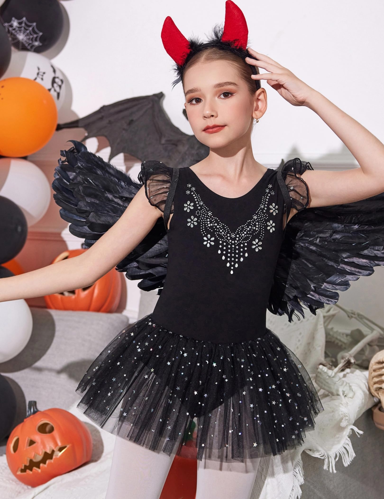 Zaclotre Girls Ballet Leotard with Ruffle Sleeves & Shiny Tutu Skirt - Dance Costume for Ballet, Recital, Performance - Perfect for Ballet Class, Competition, Dance Practice