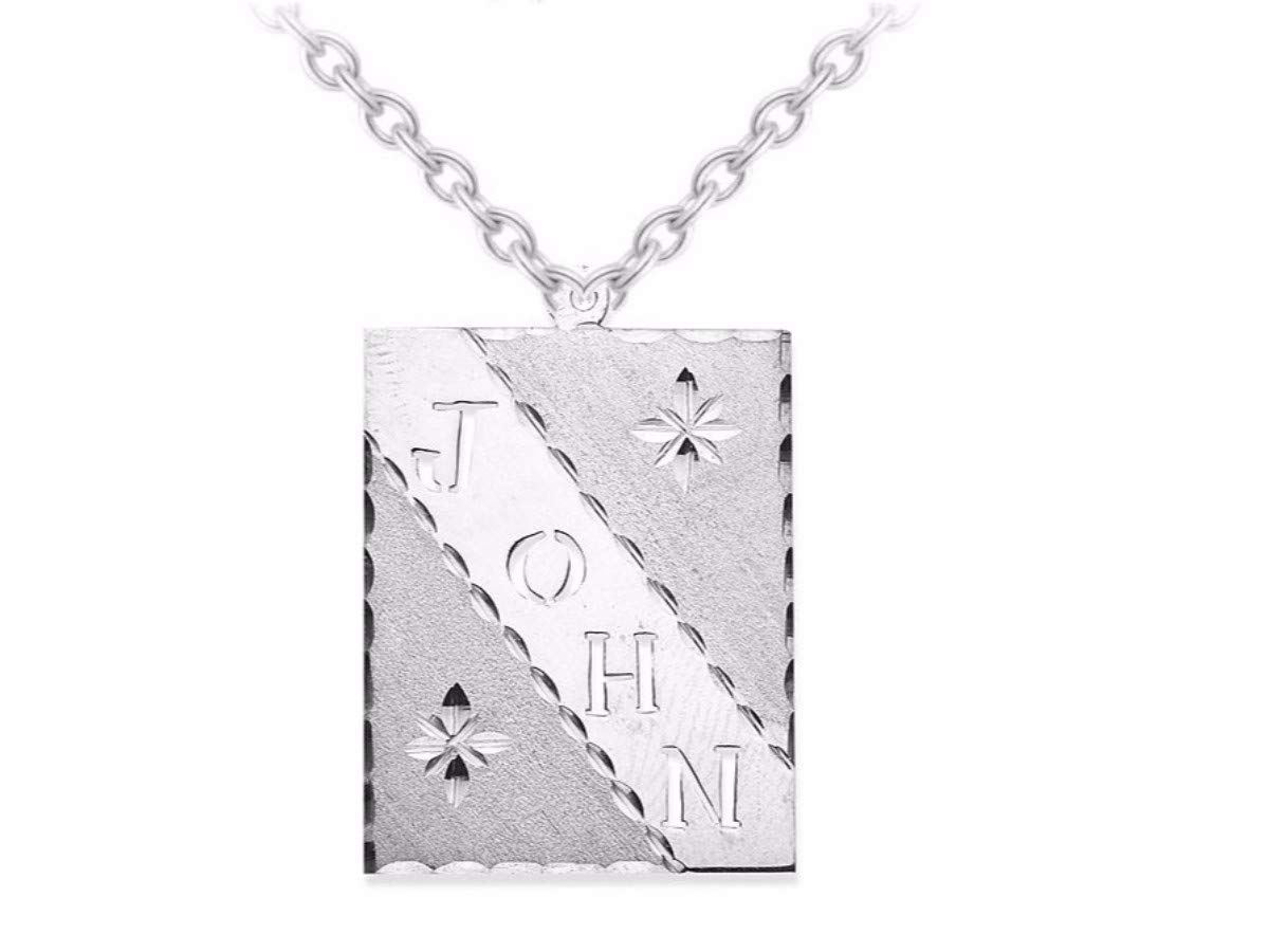 Rylos Personalized Gold Plated & Sterling Silver Dog Tag Nameplate Necklace for Women & Men - Diamond Cut Custom Name Jewelry for Everyday Wear, Gifts & Special Occasions