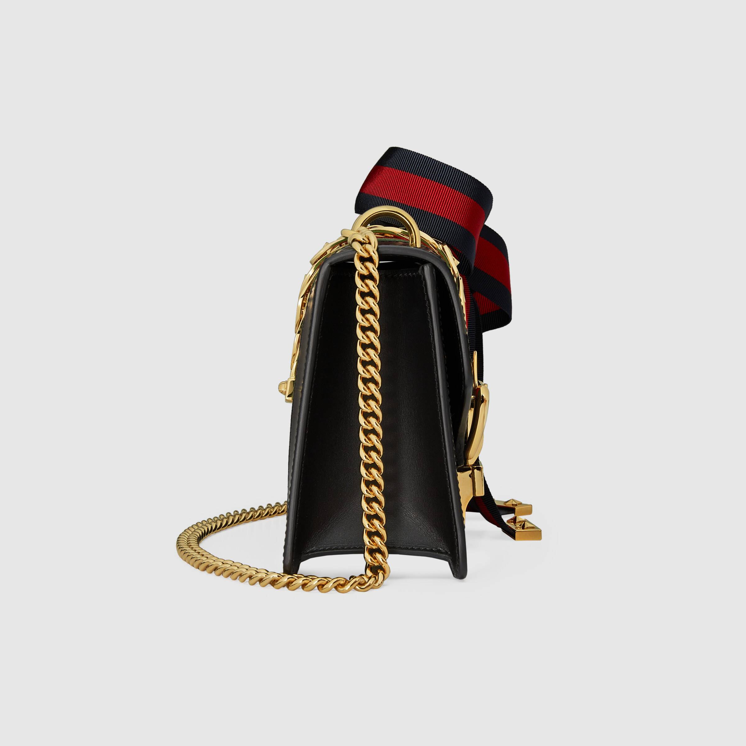 Gucci Sylvie Leather Mini Chain Bag for Women - Black Luxury Crossbody Purse for Evening, Party & Date Night