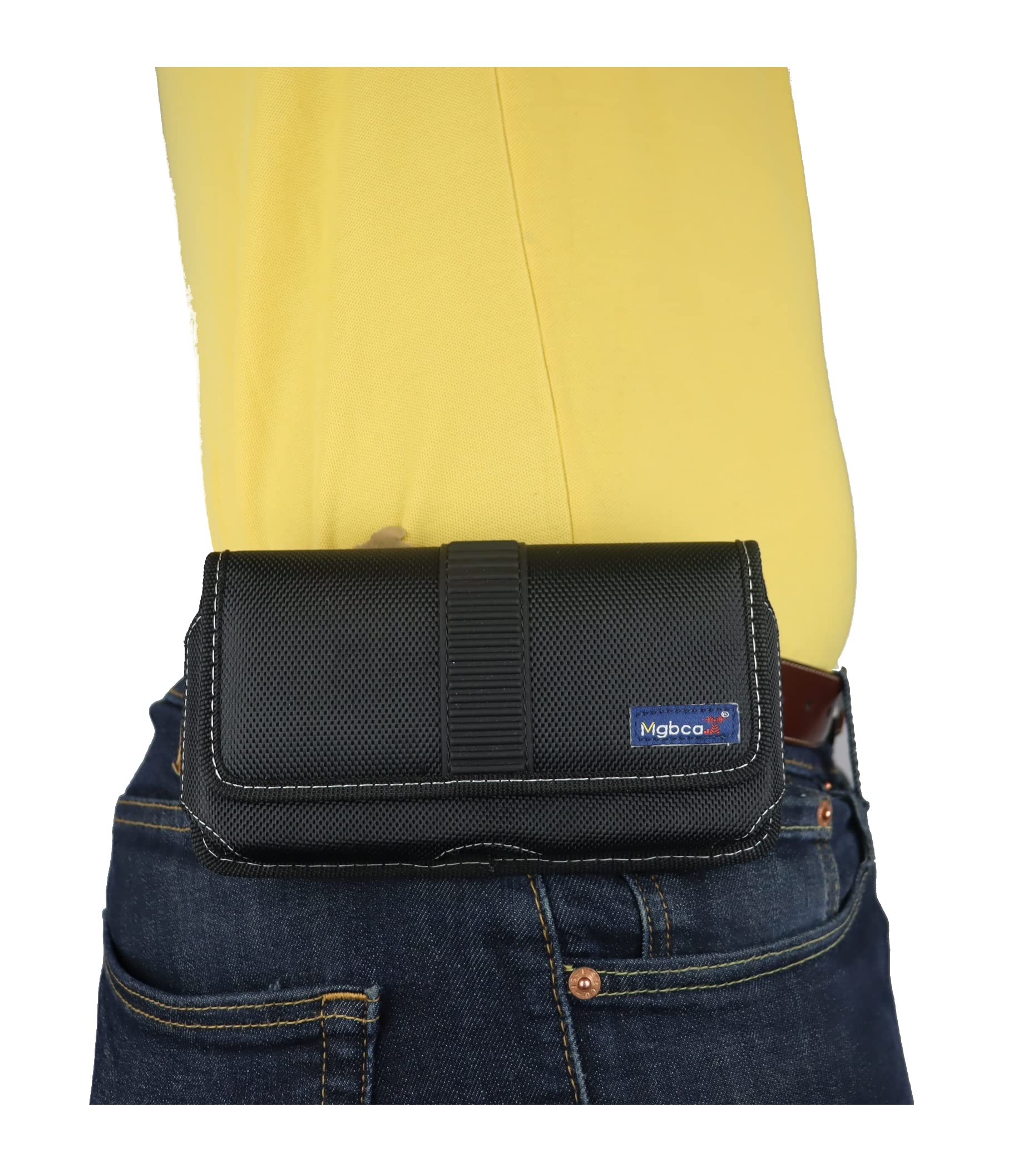 Durable Nylon Phone Holster Pouch for Samsung Galaxy S25/S24/S23/S22/S21+ Plus (2024) with Secure Belt Loop Clip & Magnetic Closure - Fits with Phone Case - XX-Large Black Horizontal - Perfect for Outdoor Activities, Work, Hiking, and Travel