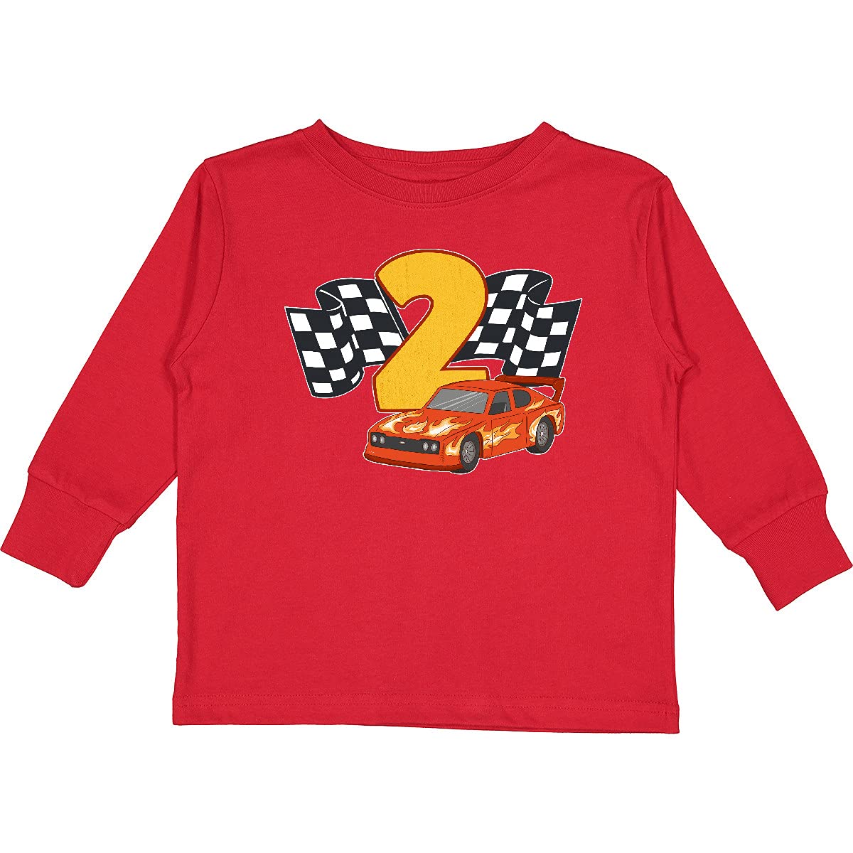 Inktastic Number 2 Race Car Toddler Long Sleeve T-Shirt - Cute Boys' Graphic Tee for Toddlers - Perfect for Playdates, Birthday Parties & Racing Themed Events