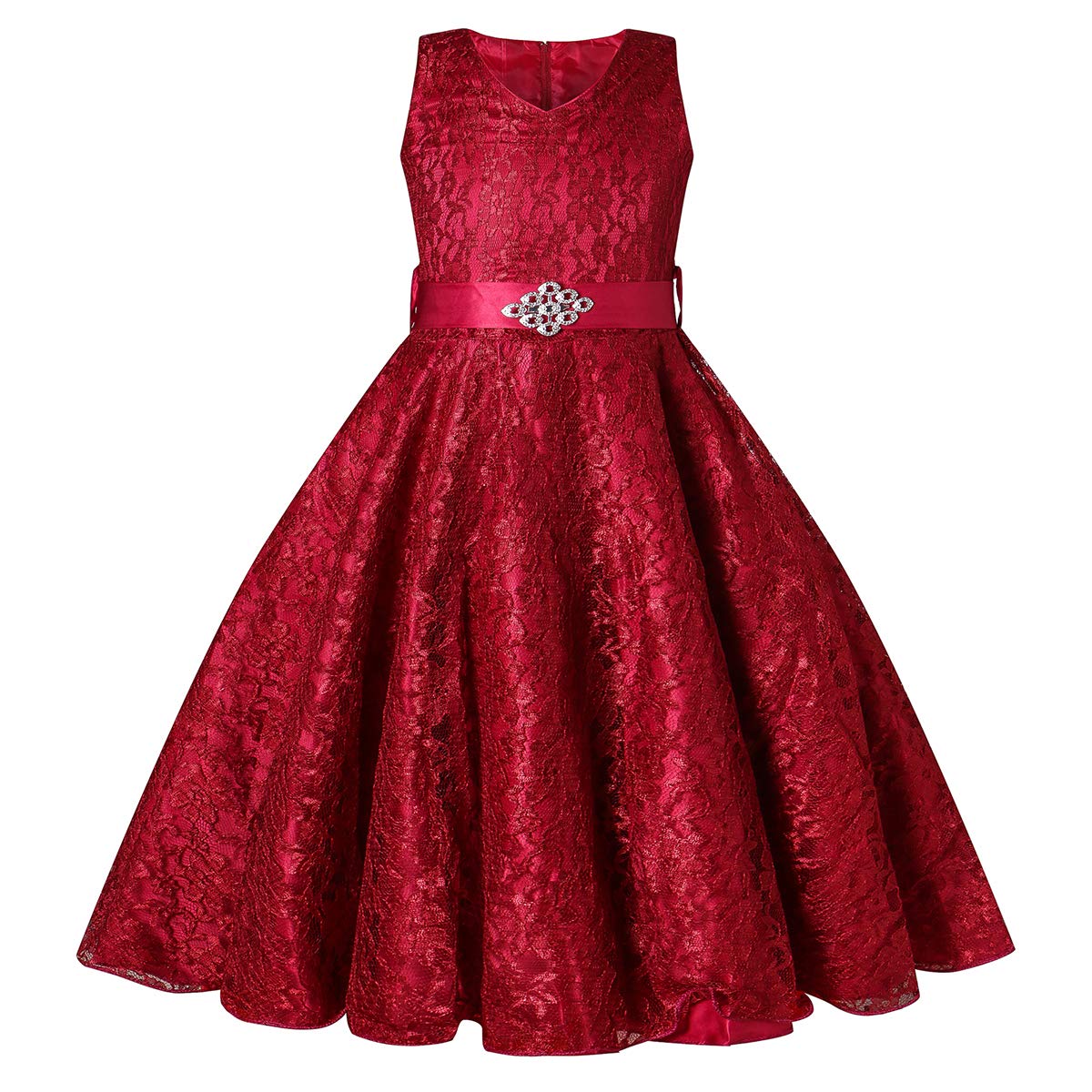 Vintage Glitter Tulle Lace Pageant Prom Dress for Girls with Detachable Belt - Perfect for Formal Dances, Weddings & Special Occasions