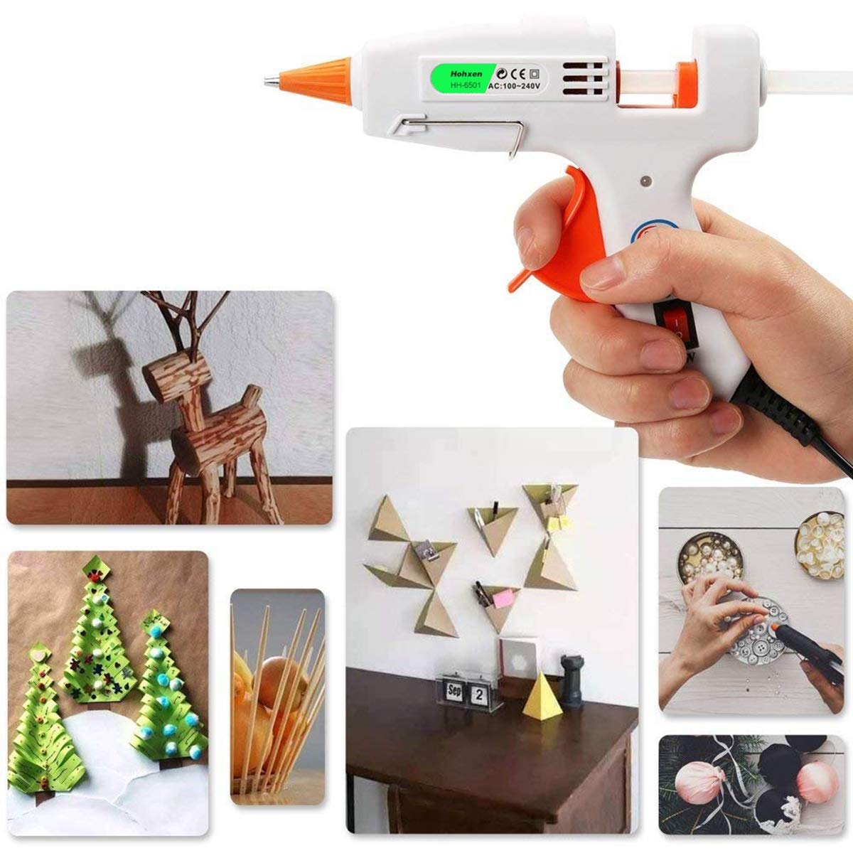 20W Dual Power High Temperature Heavy Duty Hot Glue Gun Kit with 50 Premium Glue Sticks (7mm x 150mm) - Perfect for Arts & Crafts, DIY Projects, Christmas Decorations, Gift Wrapping, Home Repairs, and School Projects