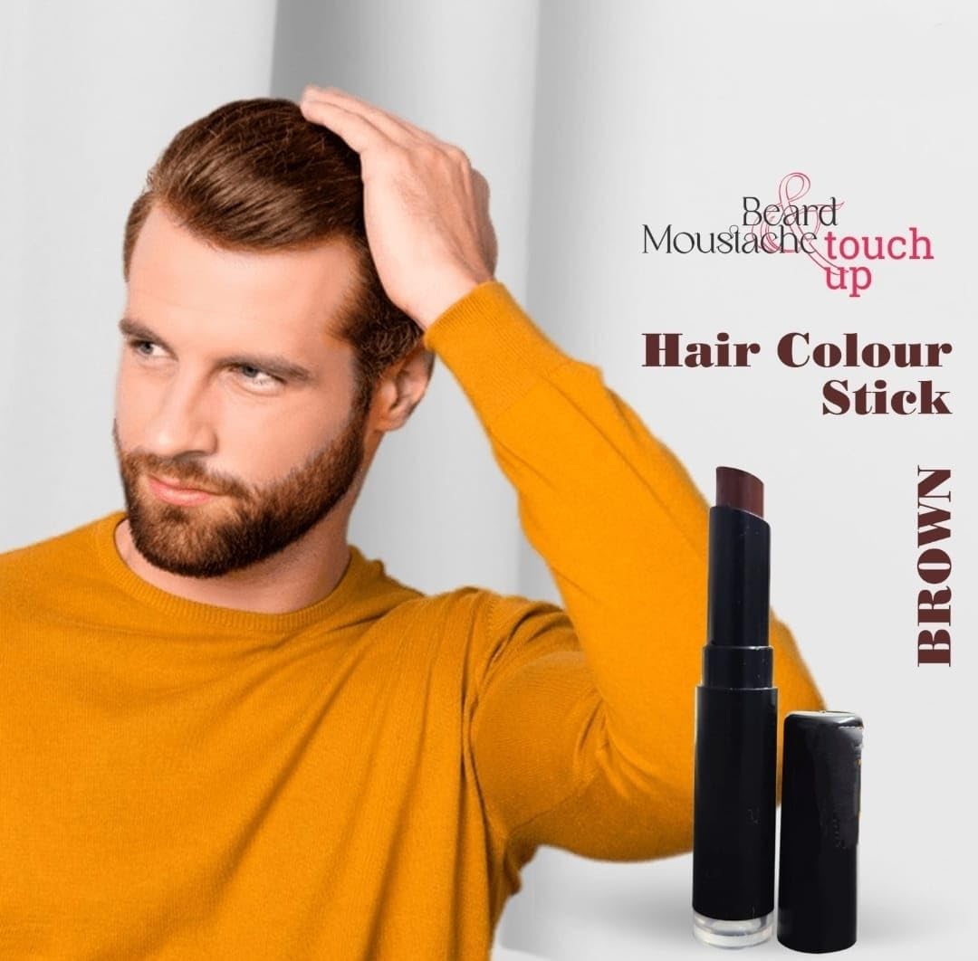 Bisleri Instant Hair Color Streaking Stick for Beard & Mustache - Natural Hair Tone, 3g, Brown | Quick & Easy Touch-Up for Men's Facial Hair | Perfect for Travel, Grooming, and Everyday Use