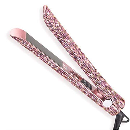 Professional Titanium Flat Iron with LCD Display & Bling Strass - Salon-Grade Hair Straightener for Smooth, Shiny Hair | Perfect for Home & Salon Use
