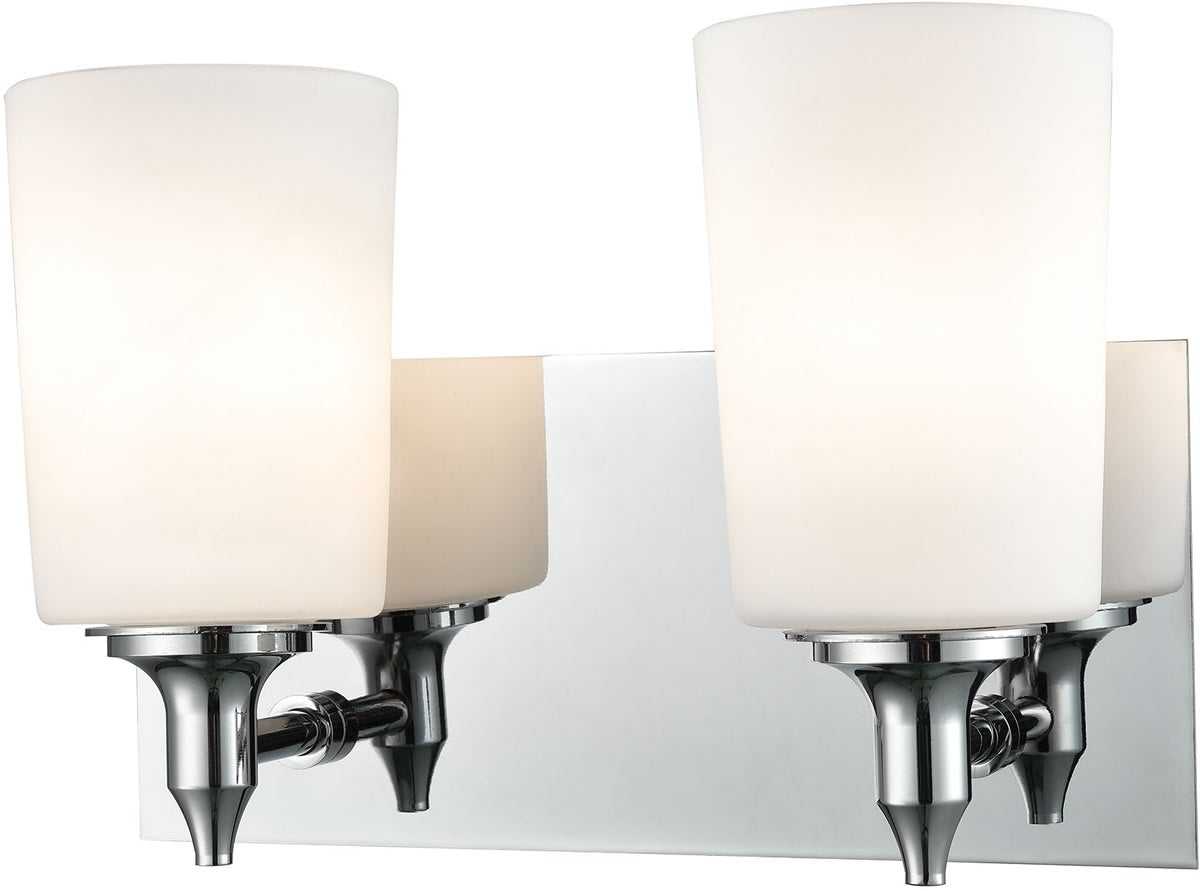 11W Alton Road 2-Light Bathroom Vanity Light Fixture in Chrome with Opal Glass - Perfect for Modern Bathroom, Powder Room, or Dressing Area Lighting