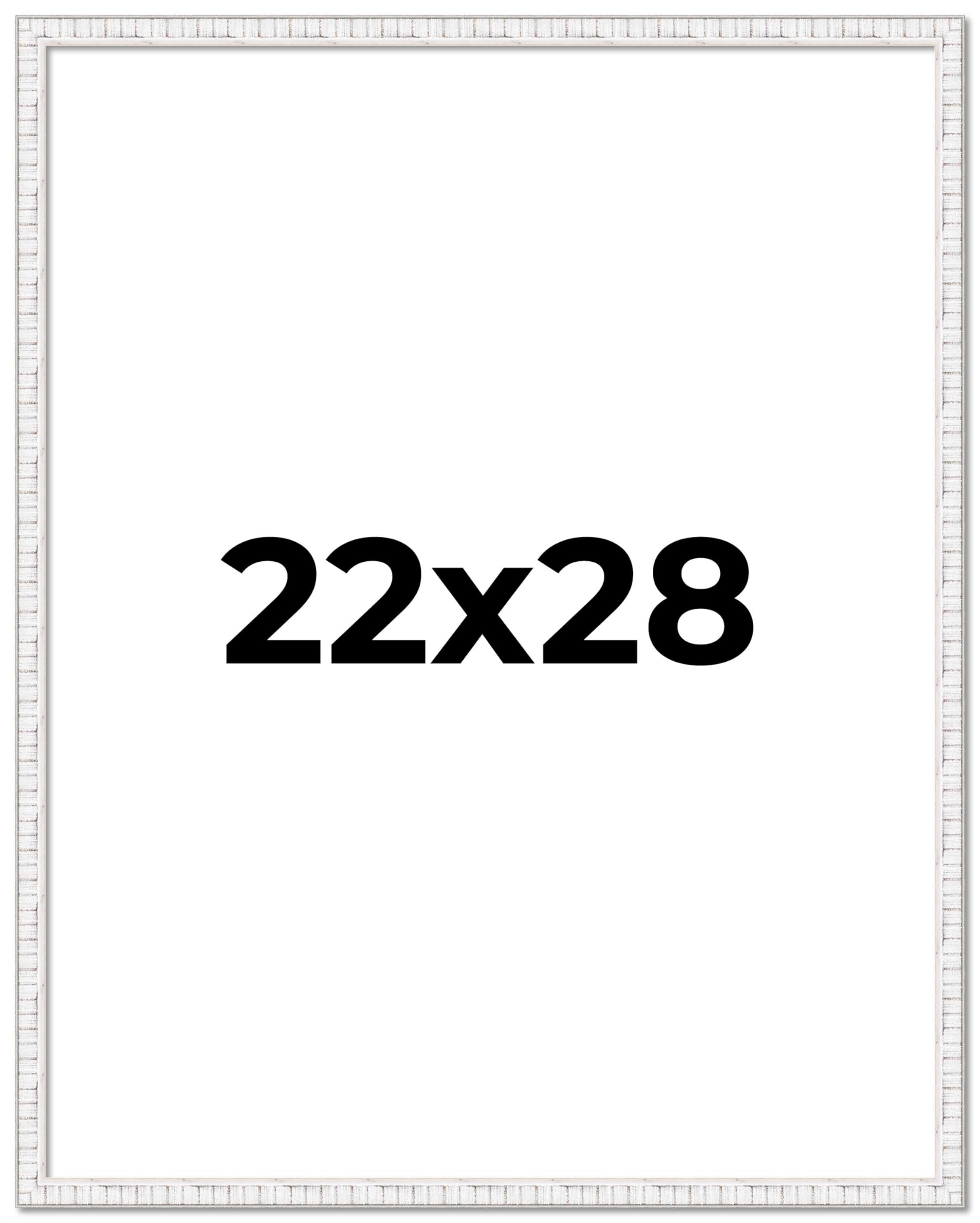 22x28 Inch White Distressed Solid Wood Picture Frame - 0.75