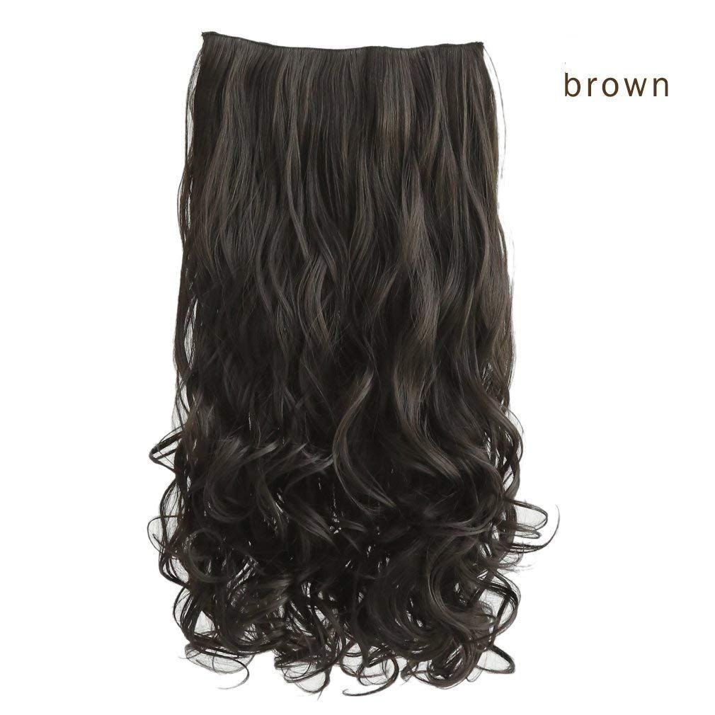 Ekan Curly Wavy Hair Extensions 1 Piece - 100g Dark Brown Human Hair Clip-in Extensions for Easy Styling | Perfect for Daily Wear, Parties & Special Occasions