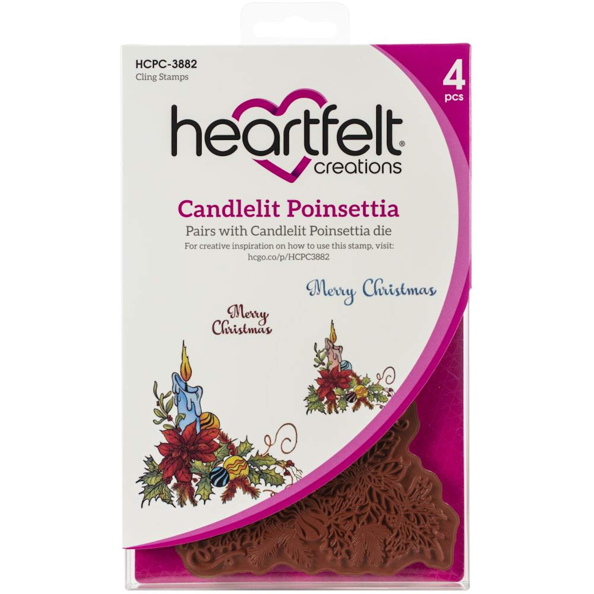 Heartfelt Creations Dies & Stamps Bundle - Candlelit Poinsettia (HCD17250+HCPC3882) for Card Making & Scrapbooking