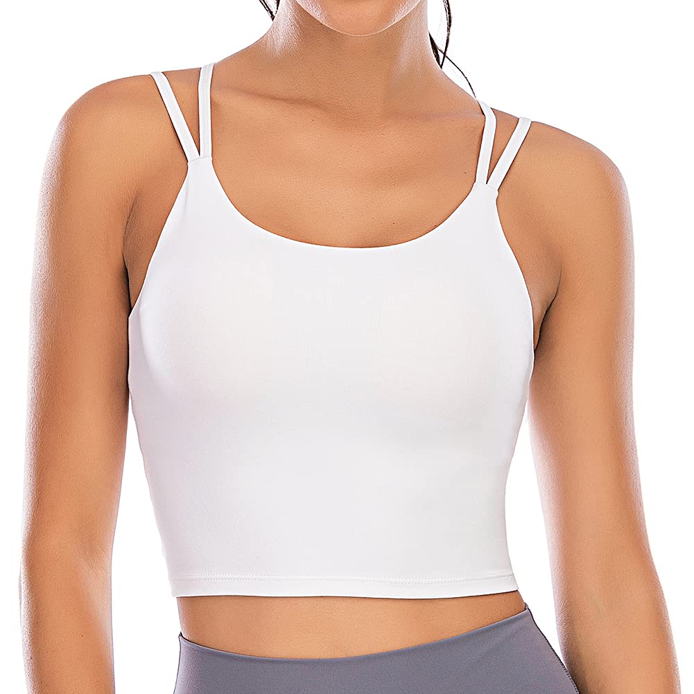 JANSION Women's Longline Sports Bra & Crop Tank Top - High Support Workout Running Yoga Top with Removable Padded Cups - Gym Fitness Activewear for Running, Yoga & Training