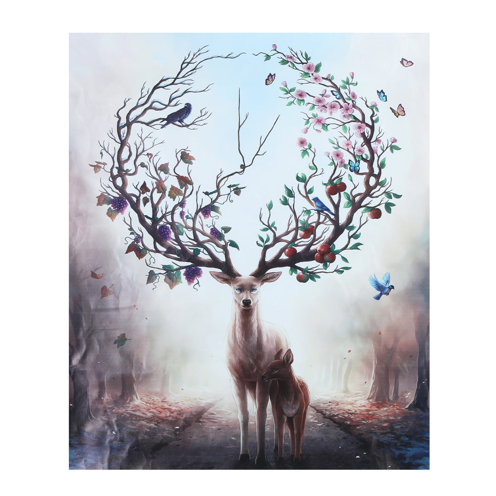 Deer Oil Painting Canvas Print - Minimalist Cartoon Animal Art Poster for Nursery, Kids Room & Modern Home Decor - Perfect for Bedroom, Living Room & Office Wall Art