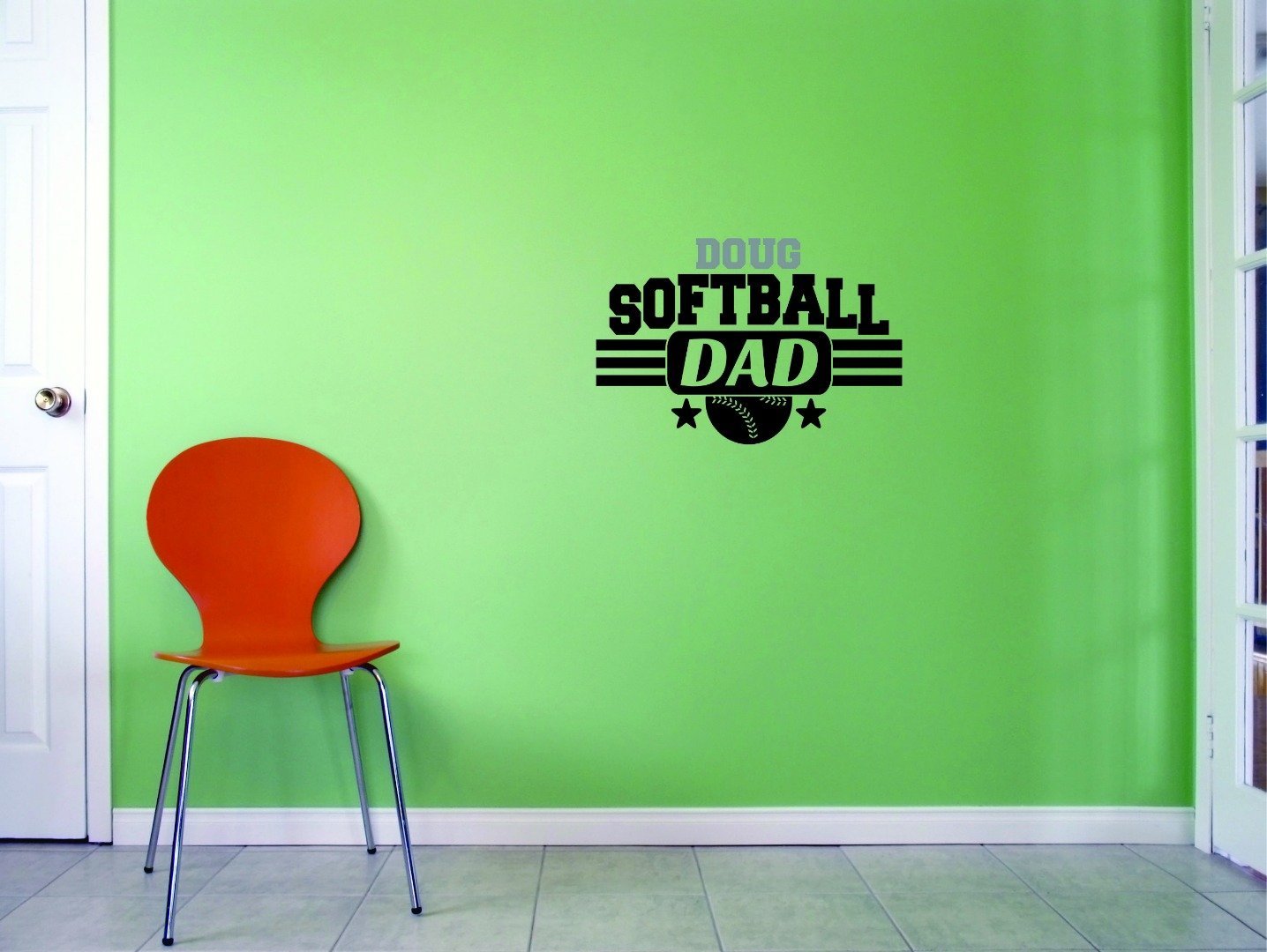 Custom Personalized Softball Dad Wall Decal - Sports Team Player Name Vinyl Sticker for Teen Boys (14x28 Inches) - Perfect for Bedroom, Man Cave & Sports Fan Decor