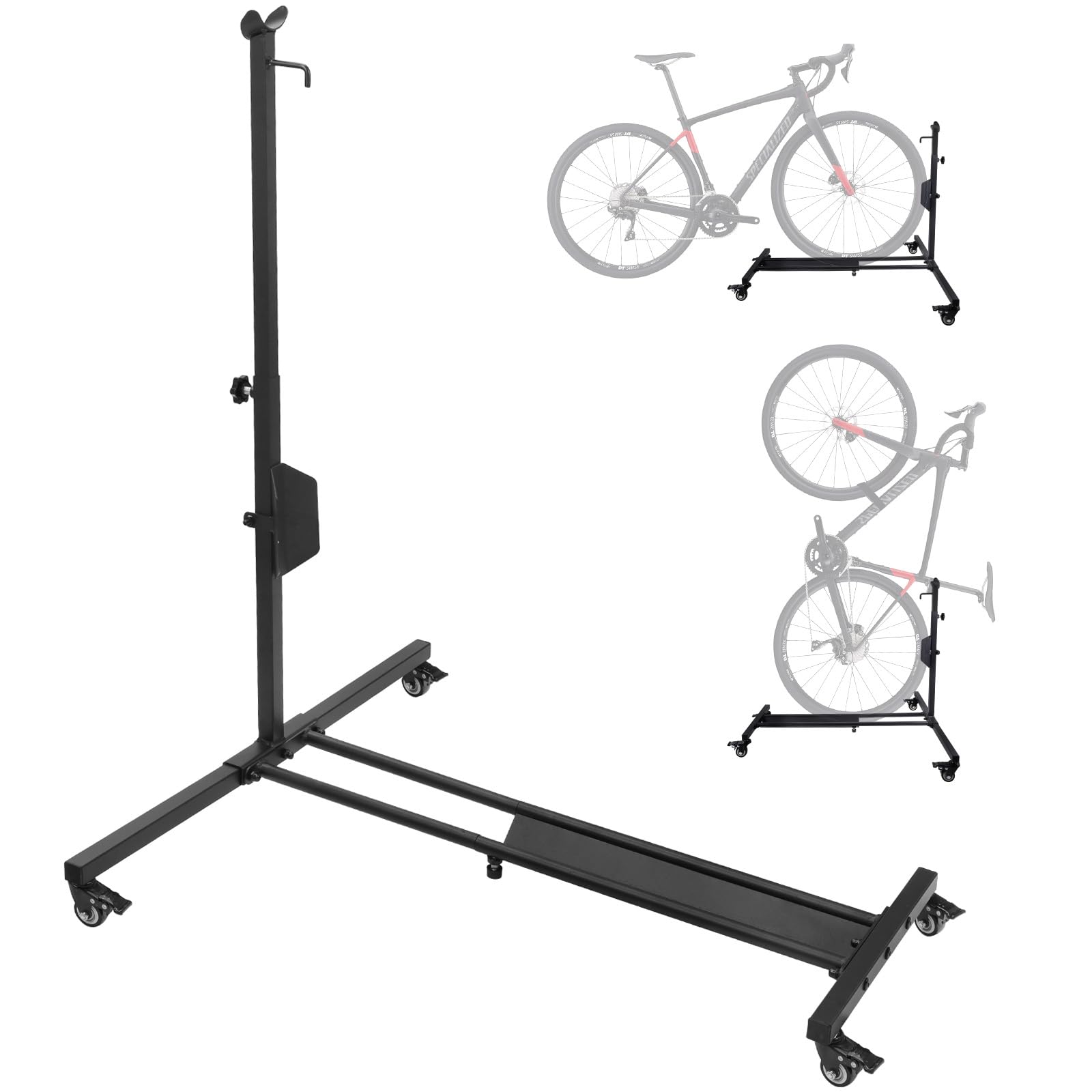 Vertical Bike Stand for Garage & Home Storage - Adjustable Height Upright Bike Rack for MTB, Hybrid & Road Bikes (Fits 29