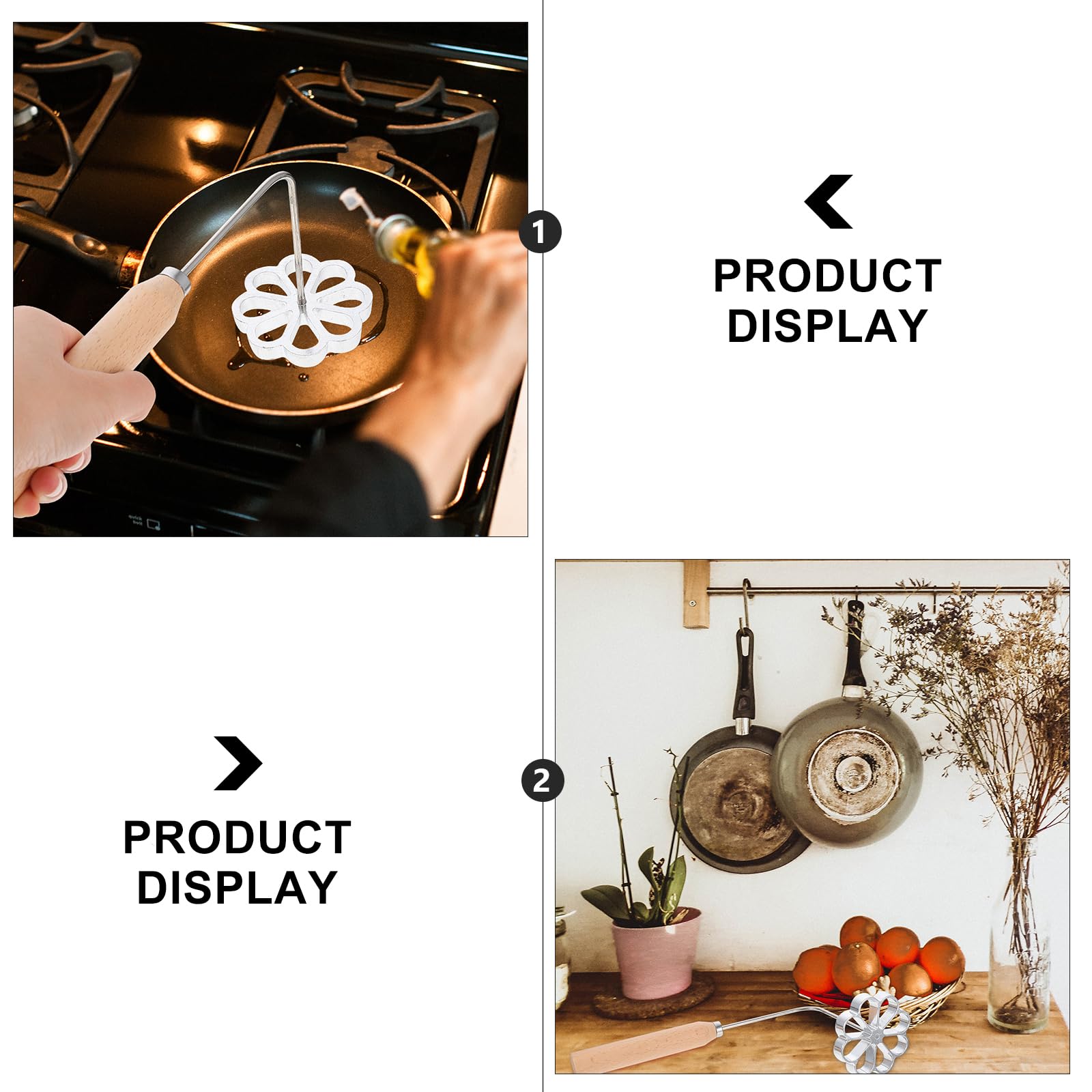 OSALADI Bunuelos Cookie Mold Rosette Iron Set - 3-Piece Non-Stick Waffle Maker with Wooden Handle for Baking Churros, Rosette Cookies & Traditional Bunuelos - Perfect for Holiday Desserts, Party Treats & Home Baking