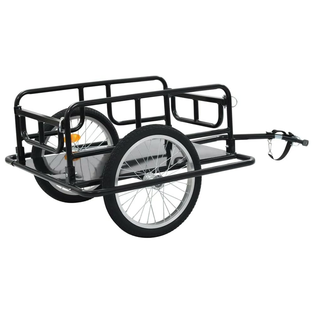 Foldable Heavy Duty Bicycle Cargo Trailer - 110lbs Capacity Steel Frame with Hitch for Hauling Luggage, Plants & Tools | Perfect for Camping, Gardening & Urban Commuting (Black)