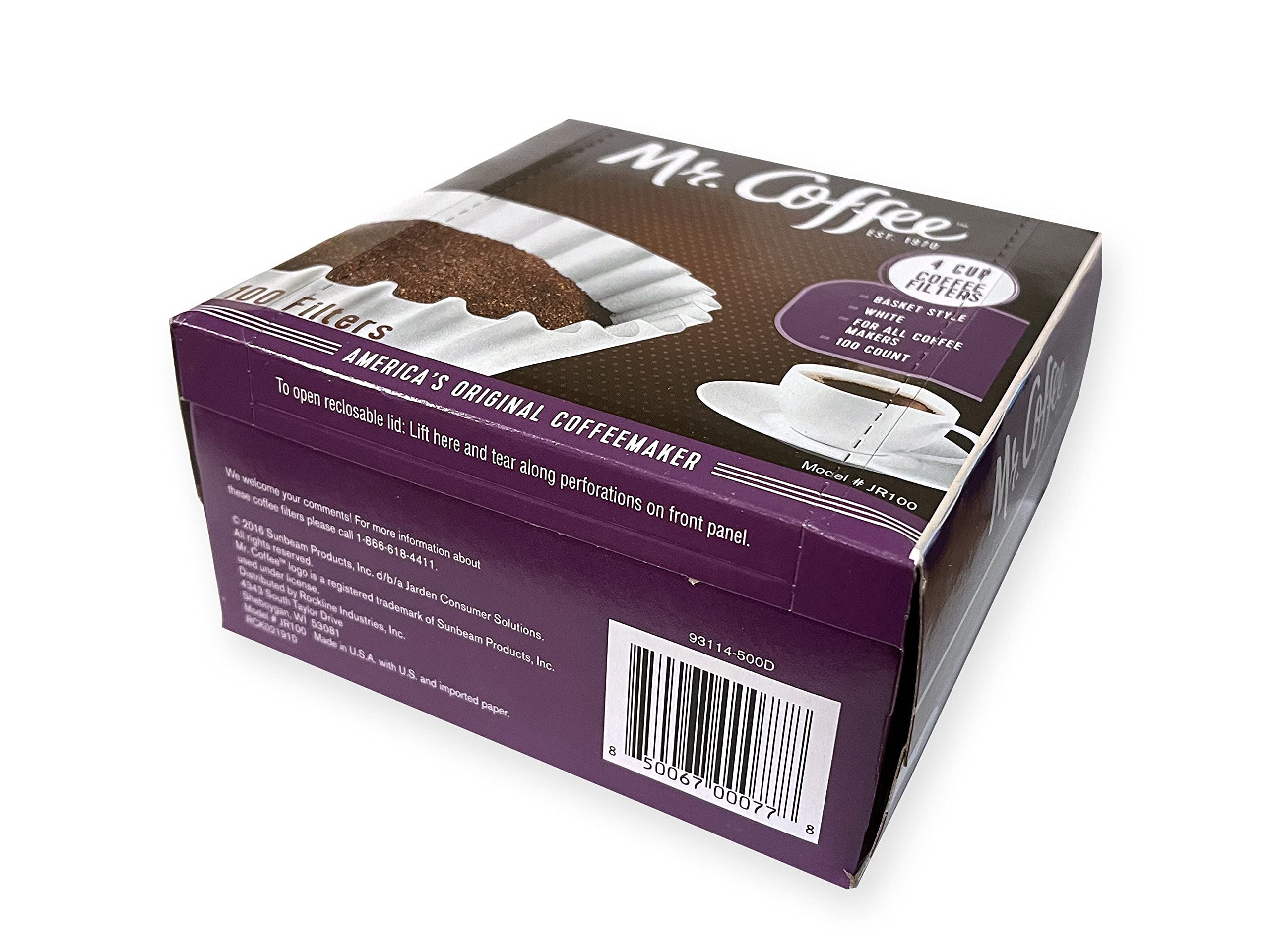 Mr. Coffee 4-Cup Coffee Filters, 100 Count - Compatible with Most 4-Cup Coffee Makers - Perfect for Home, Office or Travel Use (Package May Vary)