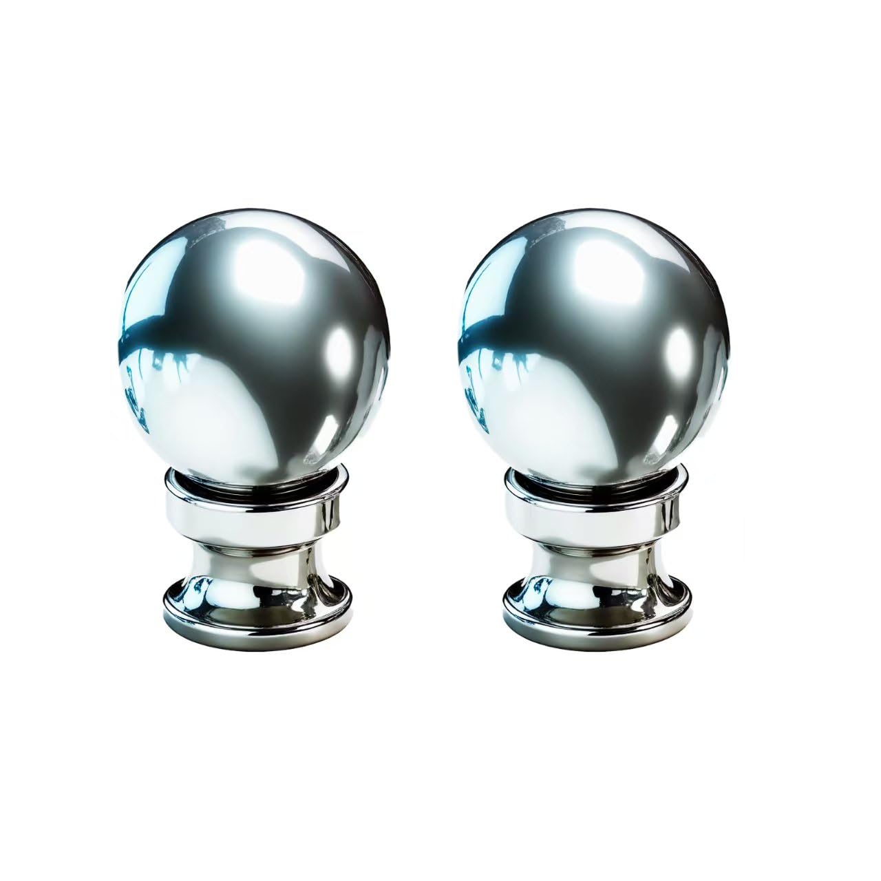 2-Piece Decorative Lamp Finial Knob Set - Silver Screw-On Lampshade Topper for Table & Floor Lamps - 1/4-27