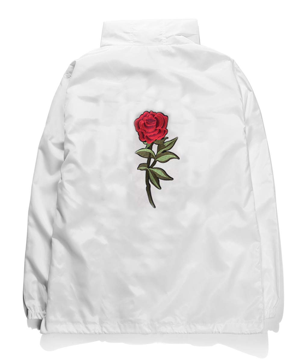 AITFINEISM Men's Lightweight Windbreaker Jacket - Breathable Casual Outdoor Jacket for Hiking, Running & Travel (Small, White-Rose)
