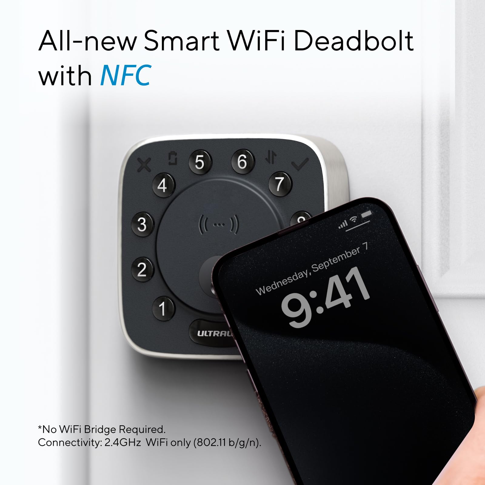 Ultraloq Bolt NFC Smart Lock with WiFi - Keyless Entry Door Lock, Built-in Door Sensor, Smart Deadbolt for Home Automation, 10-Month Battery Life, IP65 Waterproof - Perfect for Apartments, Vacation Homes & Smart Security Systems