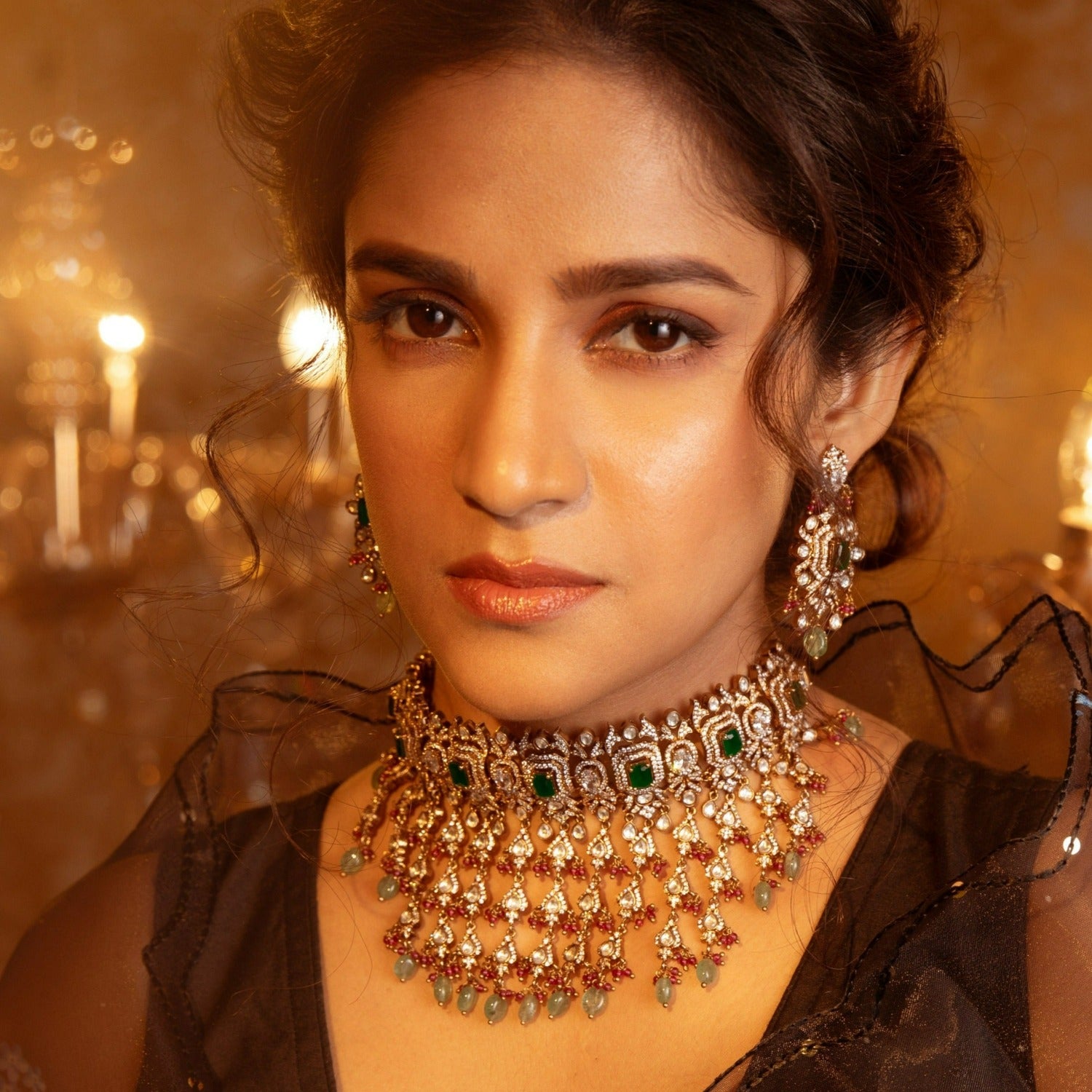Cora Nakshatra Cubic Zirconia Choker Necklace Set - Elegant Jewelry for Women, Perfect for Parties, Weddings & Special Occasions