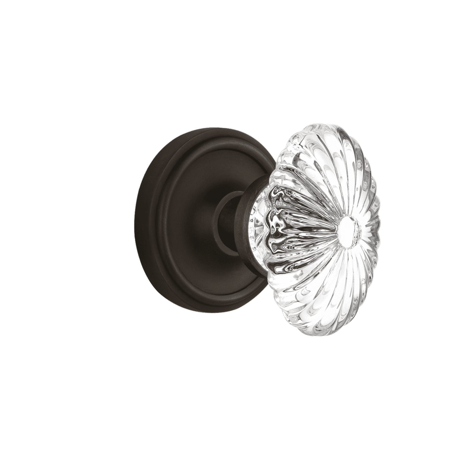 Vintage Rosette Cabinet Knob with Oval Fluted Crystal - Oil Rubbed Bronze Finish for Dressers, Wardrobes & Kitchen Cabinets