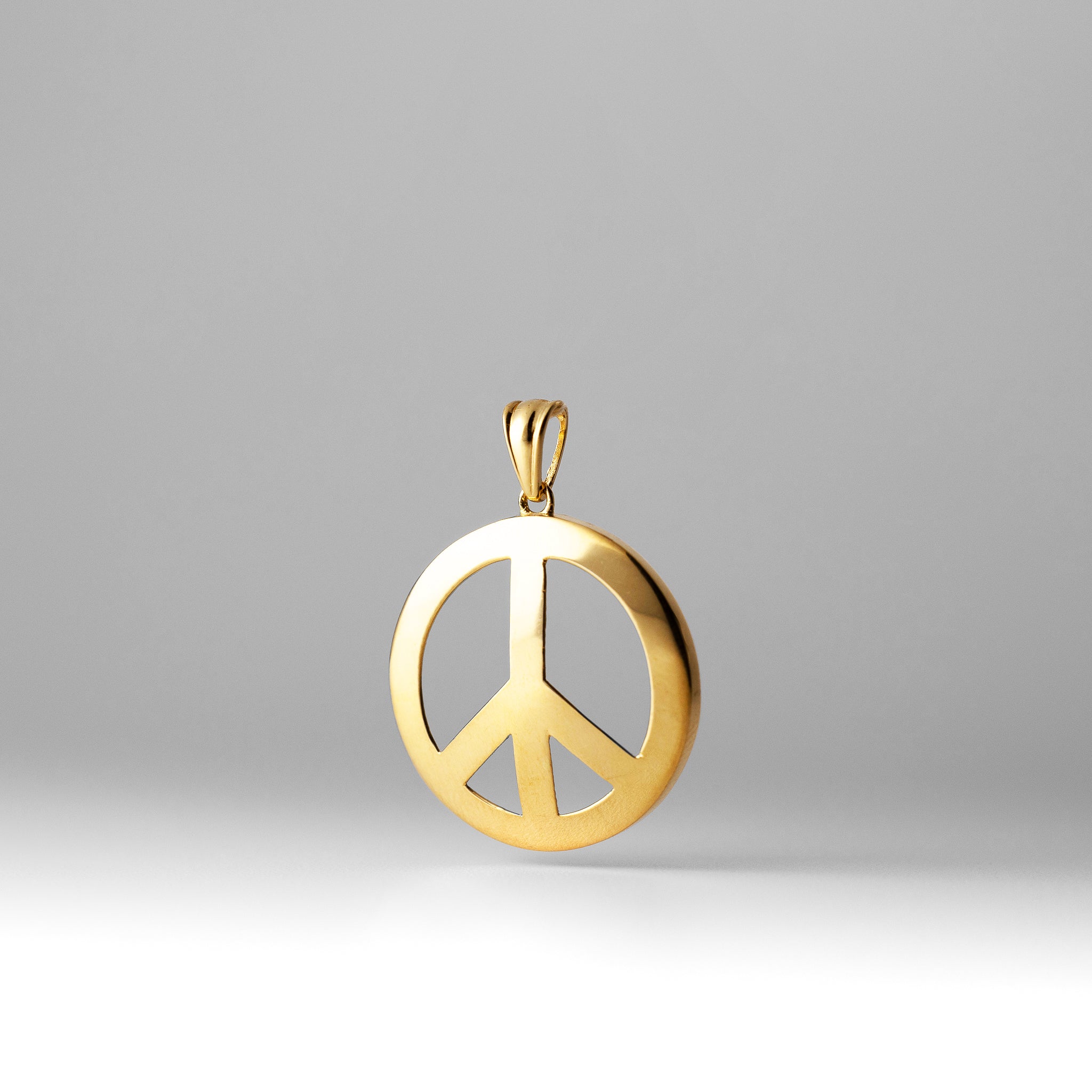 Gold Large Peace Sign Pendant Necklace - Model 1736 | Vintage Hippie Style Jewelry for Women | Perfect for Music Festivals, Boho Outfits & Gift Giving