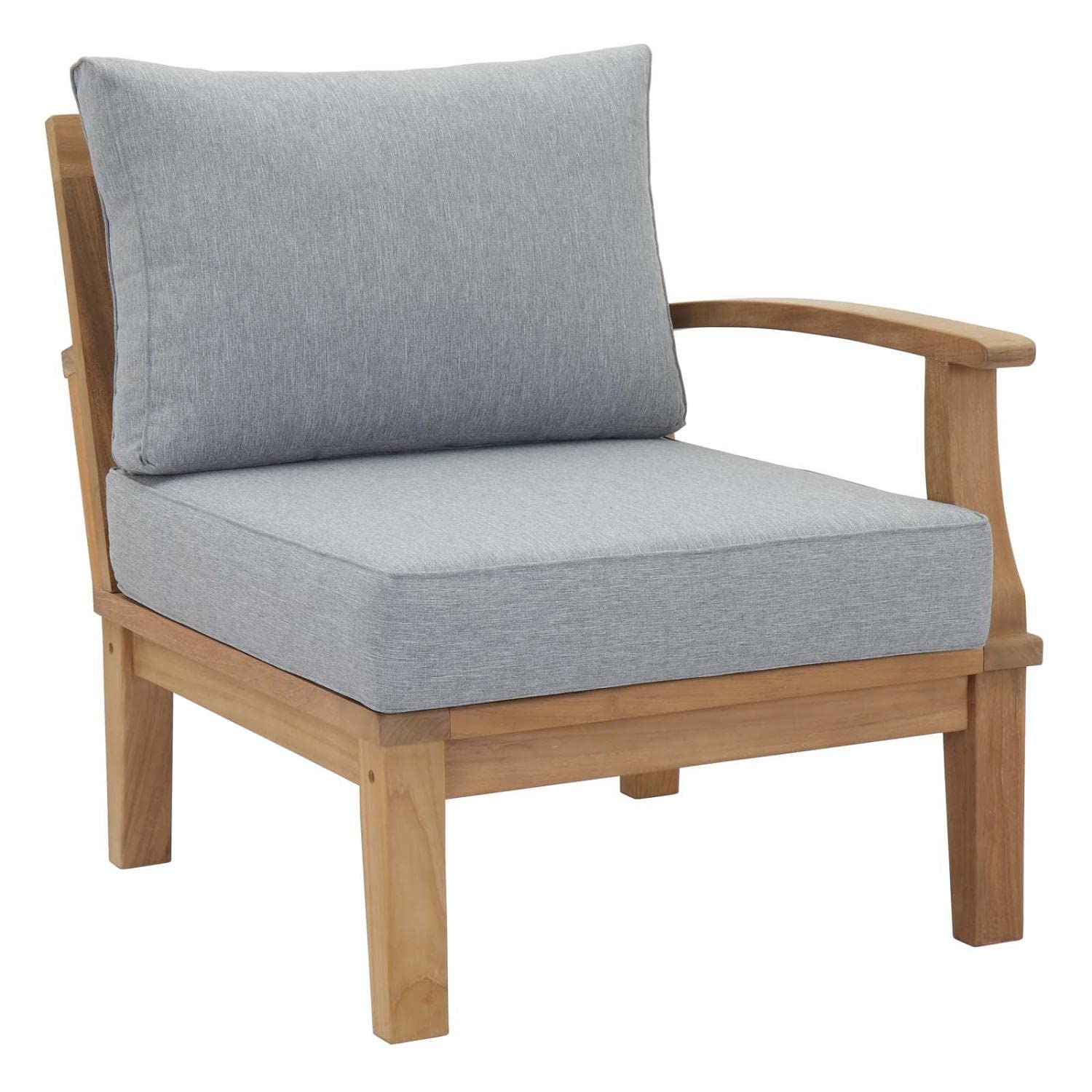 Premium Teak Wood 2-Piece Outdoor Patio Furniture Set - Natural Gray - Modway EEI-1822-NAT-GRY-SET - Durable & Weather-Resistant for Garden, Poolside & Backyard Relaxation