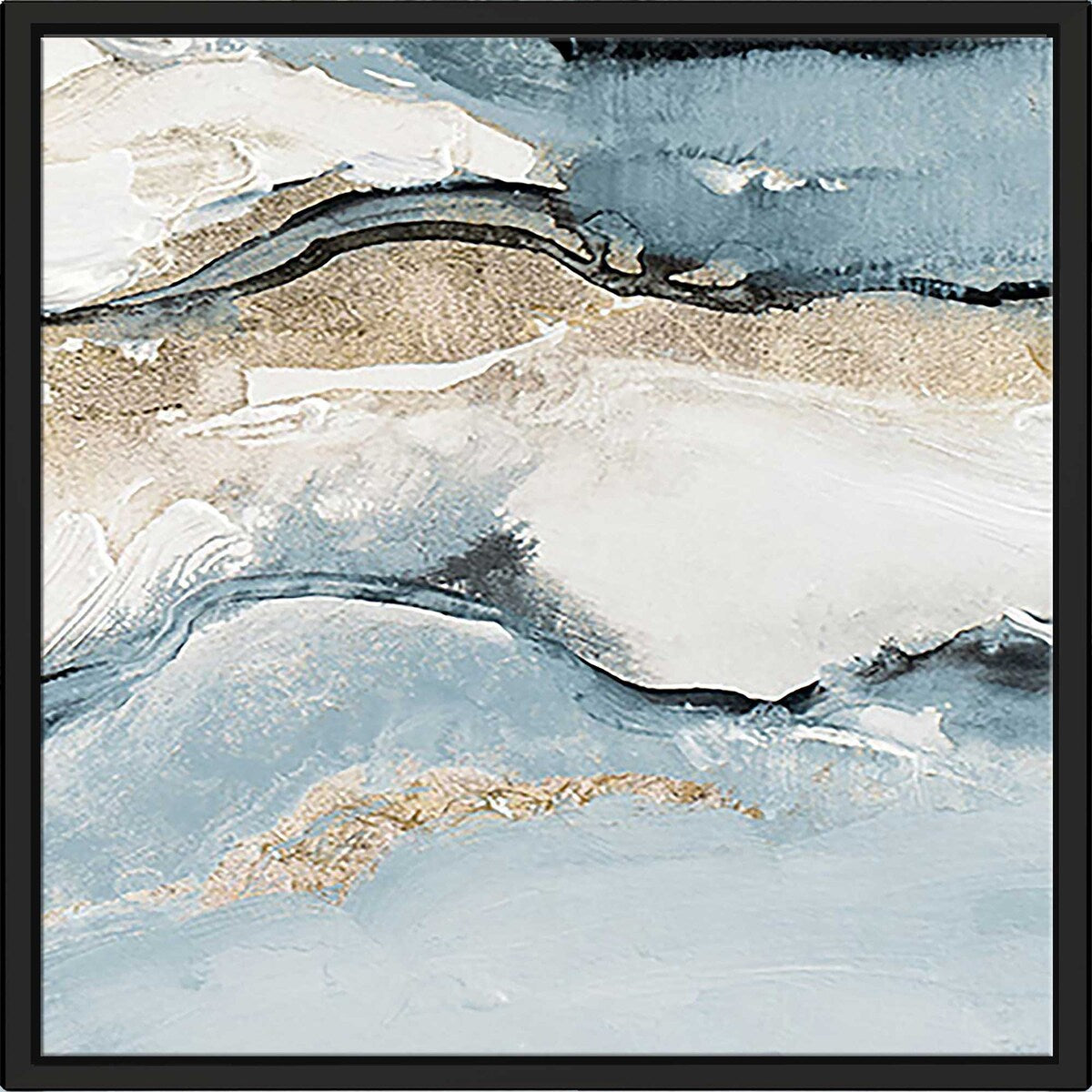 Blue Crystalline Print Floating Canvas Wall Art - Modern Abstract Painting for Living Room, Bedroom & Office Decor