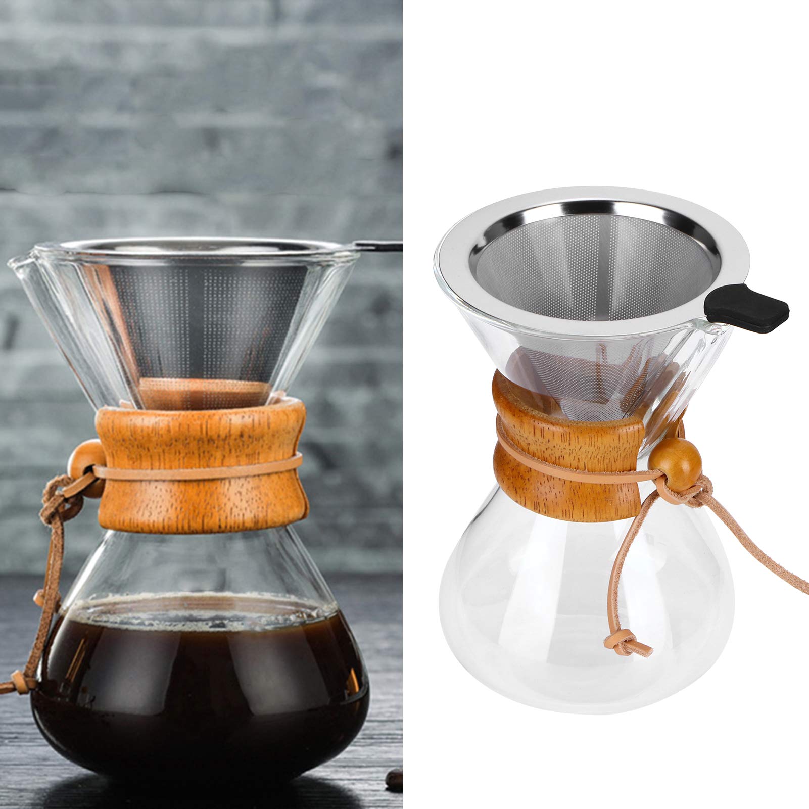 Atyhao 400ml Glass Coffee Maker - High-Temperature Drip Brewing Pot with Stainless Steel Filter for Home & Office Use | Perfect for Pour Over Coffee, French Press Alternative, and Daily Brewing
