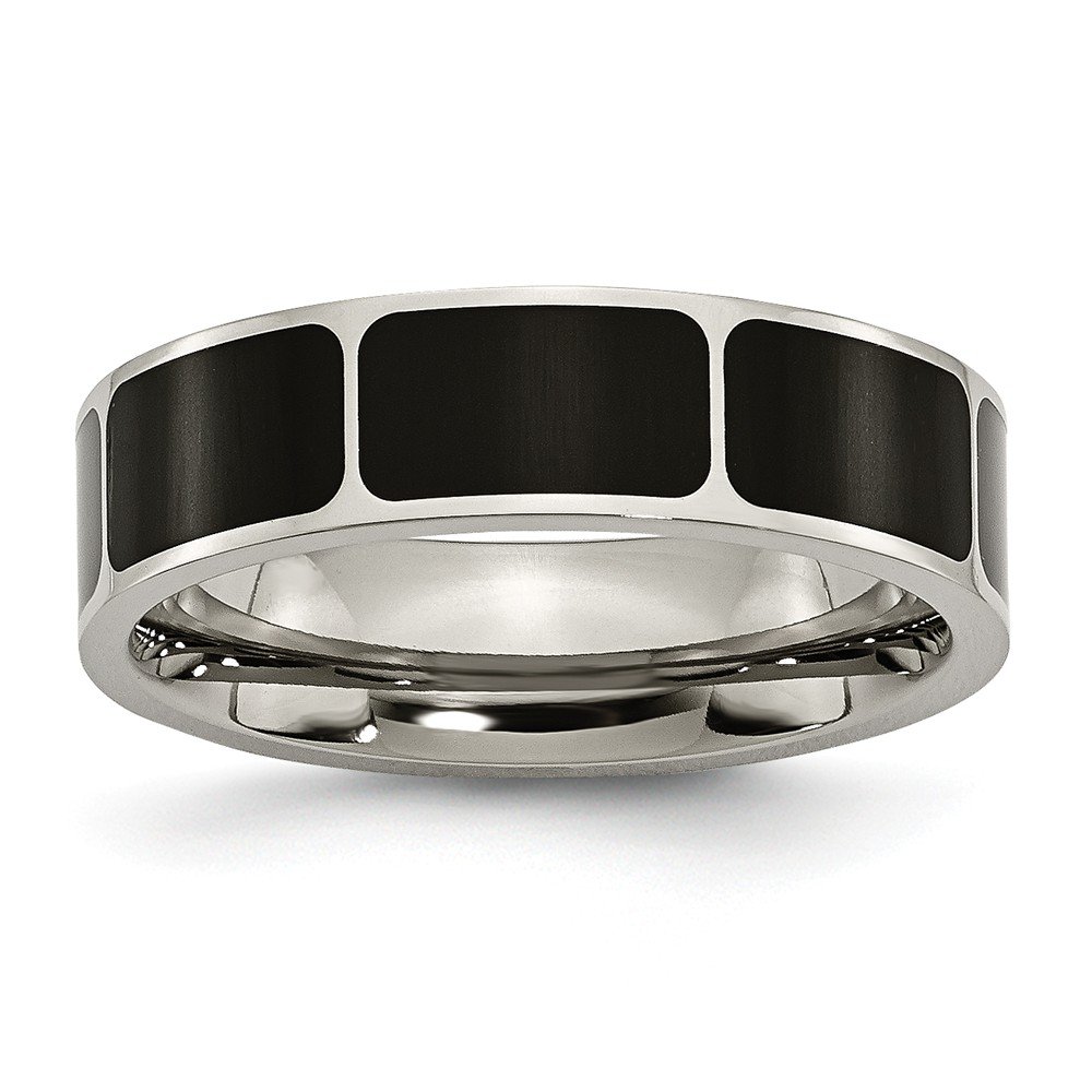 Solid Titanium Black Enamel 6mm Flat Wedding Band Ring for Men - Durable & Comfortable for Everyday Wear, Anniversary Gifts & Special Occasions