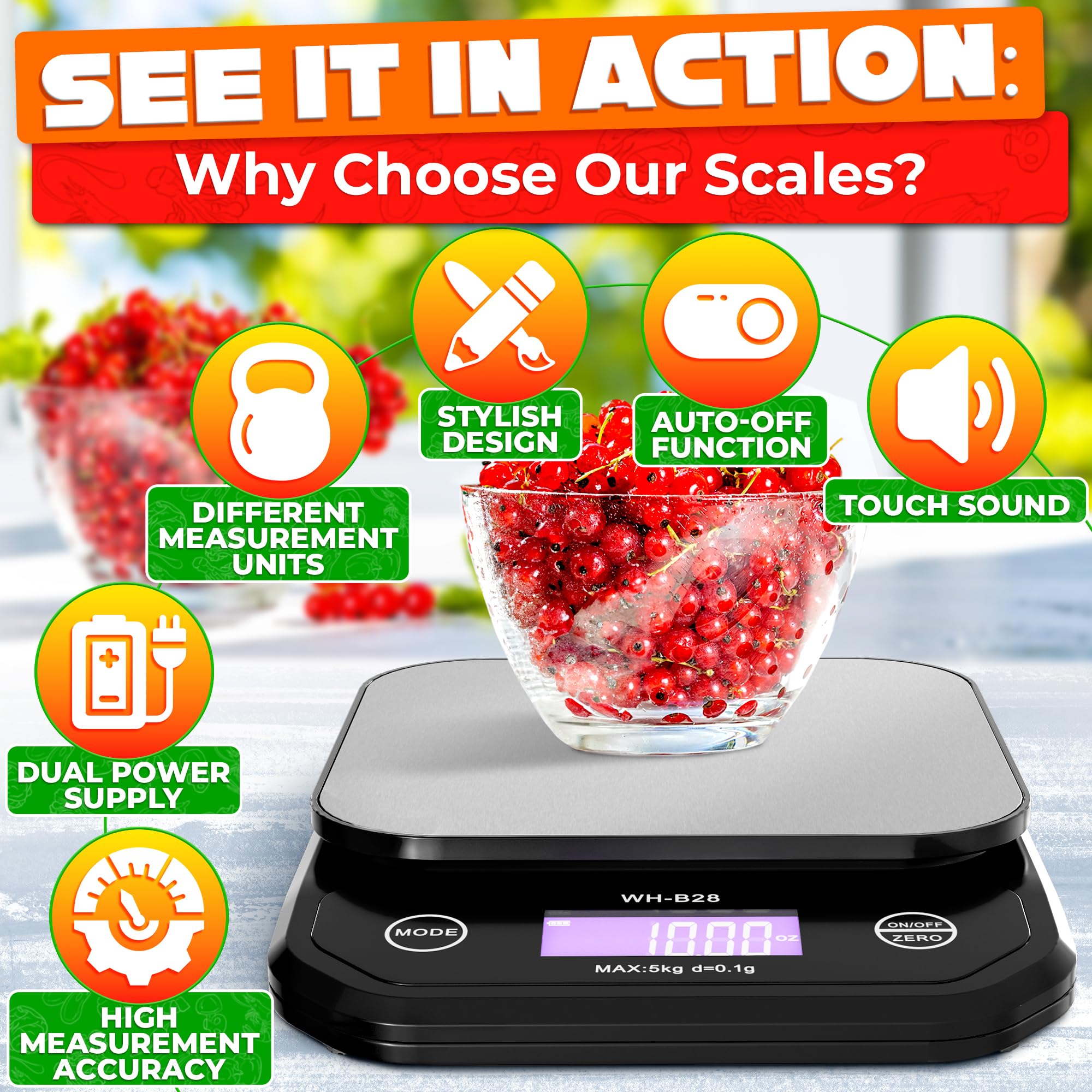 5kg Digital Kitchen Scale for Baking & Sourdough | Precise Food Weighing