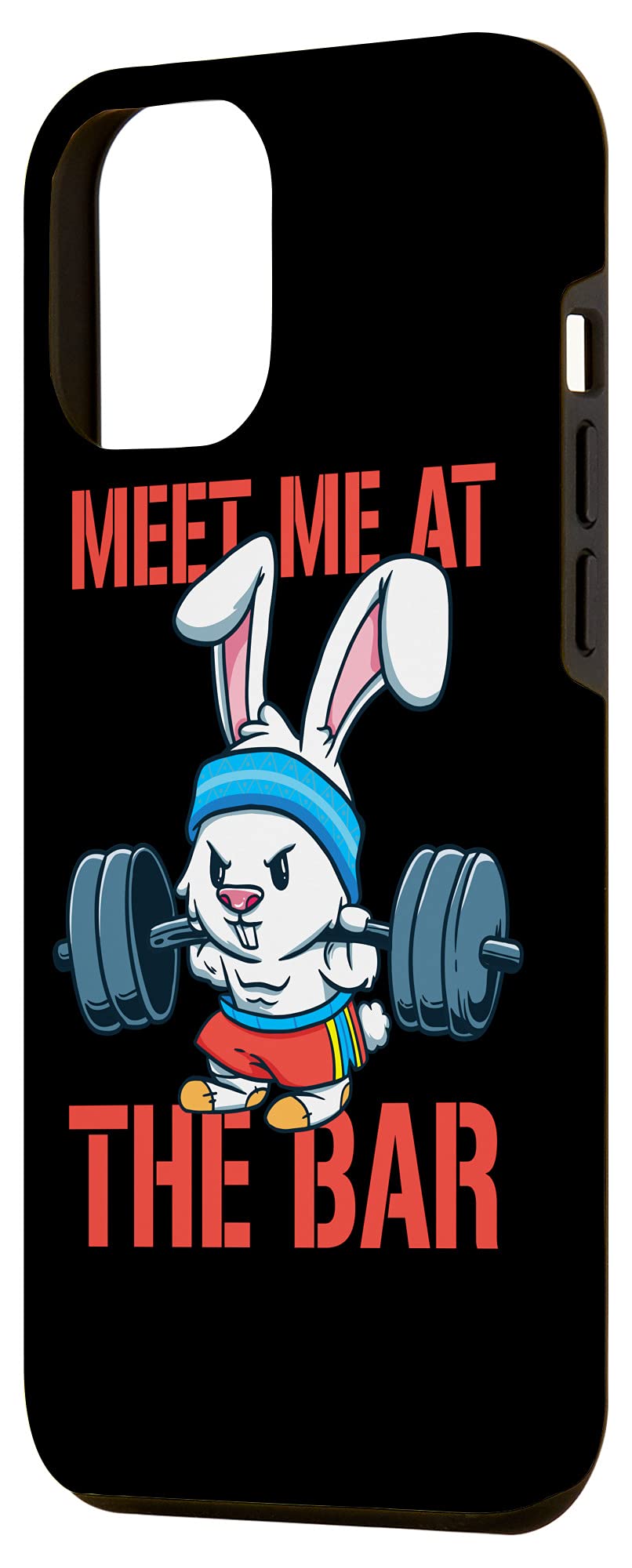 iPhone 12 Pro Max Case - Meet Me At The Bar Rabbit Fitness Bunny Shoulder Shrug Gym Phone Cover - Perfect for Workouts, Gym & Night Out Protection
