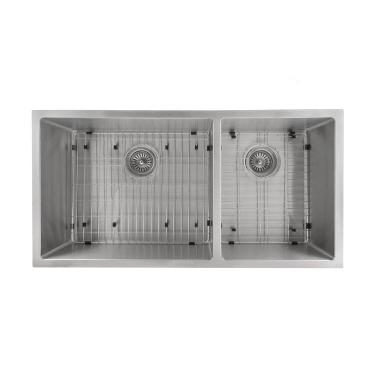 ZLINE 36-Inch Undermount Double Bowl Kitchen Sink - Stainless Steel with Bottom Grid & Multiple Color Options (SR60D 36) | Perfect for Modern Kitchens, Remodeling & Heavy-Duty Cooking