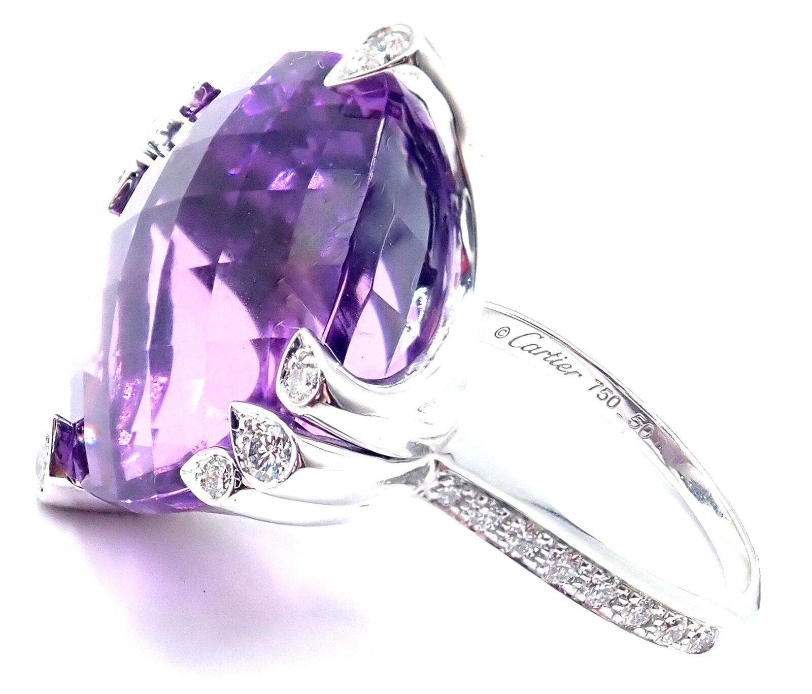 Authentic Cartier Inde Mysterieuse 18k White Gold Diamond & Amethyst Ring | Luxury Jewelry for Women | Perfect for Weddings, Anniversaries & Special Occasions