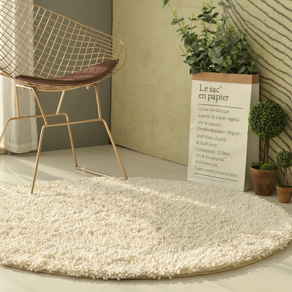 ZJK Round Padded Rug - Washable & Machine Washable Bedroom Rug for Headboard Protection - 120cm (47inch) White - Perfect for Bedside, Nursery, and Cozy Home Decor