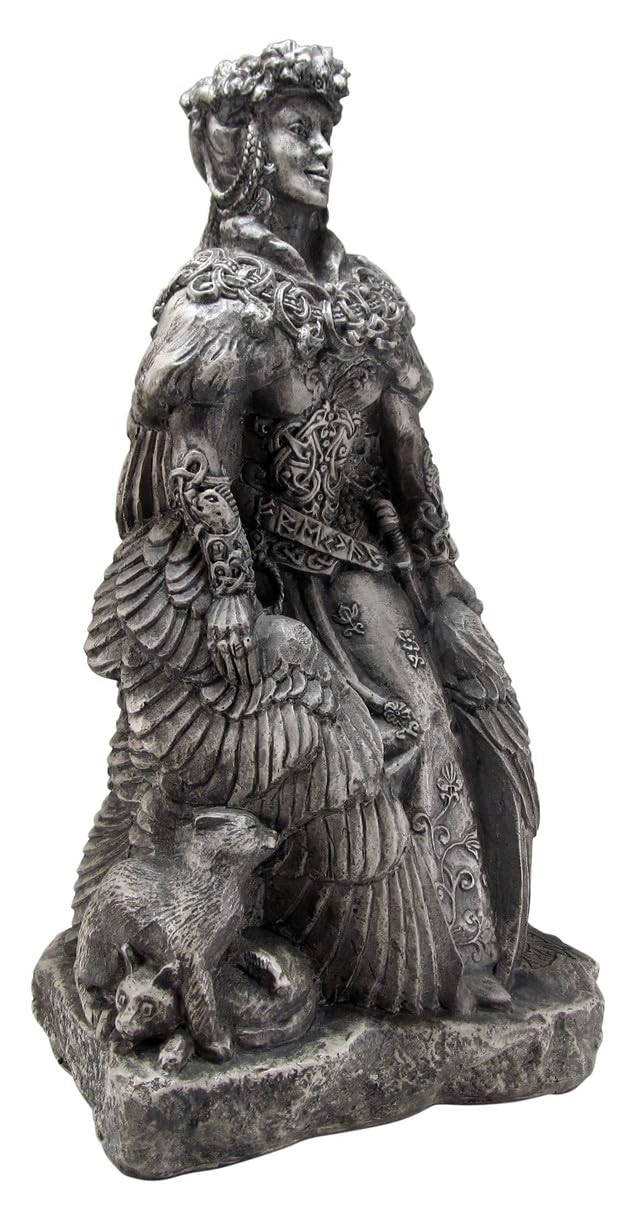 Freya Statue - Norse Goddess of Love, Beauty & War - 13 Inch Viking Figurine with Stone Finish - Perfect for Home Altar, Norse Decor & Viking Enthusiast Gifts