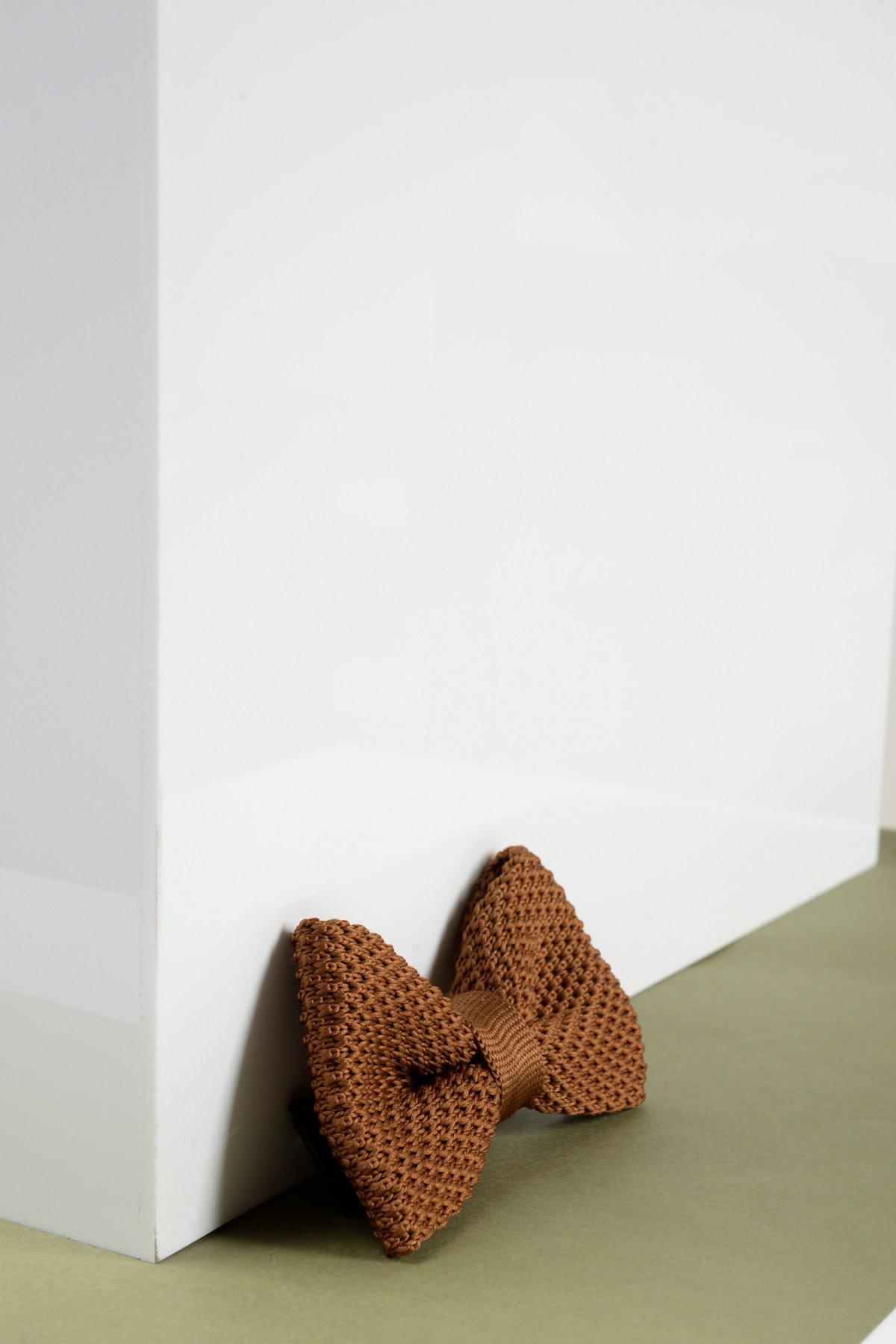 Stylish Rust-Colored Knitted Bow Tie for Kids - Perfect for Weddings, Parties & Formal Events