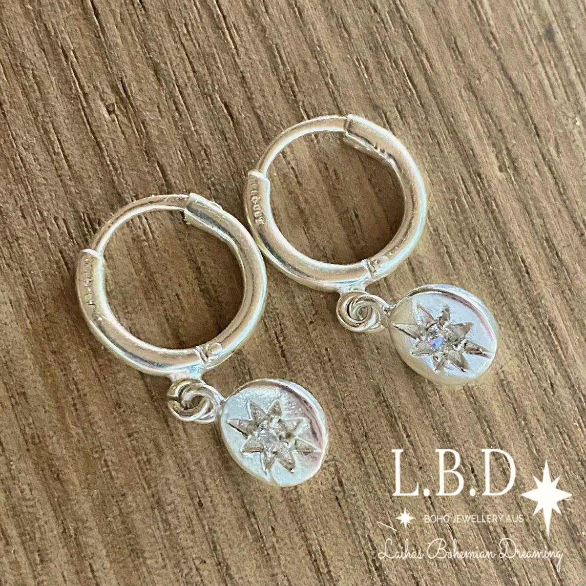 Laihas Prestige Shoot For The Stars Sterling Silver Hoop Earrings with Genuine Topaz - Elegant Jewelry for Women, Perfect for Parties, Weddings & Special Occasions