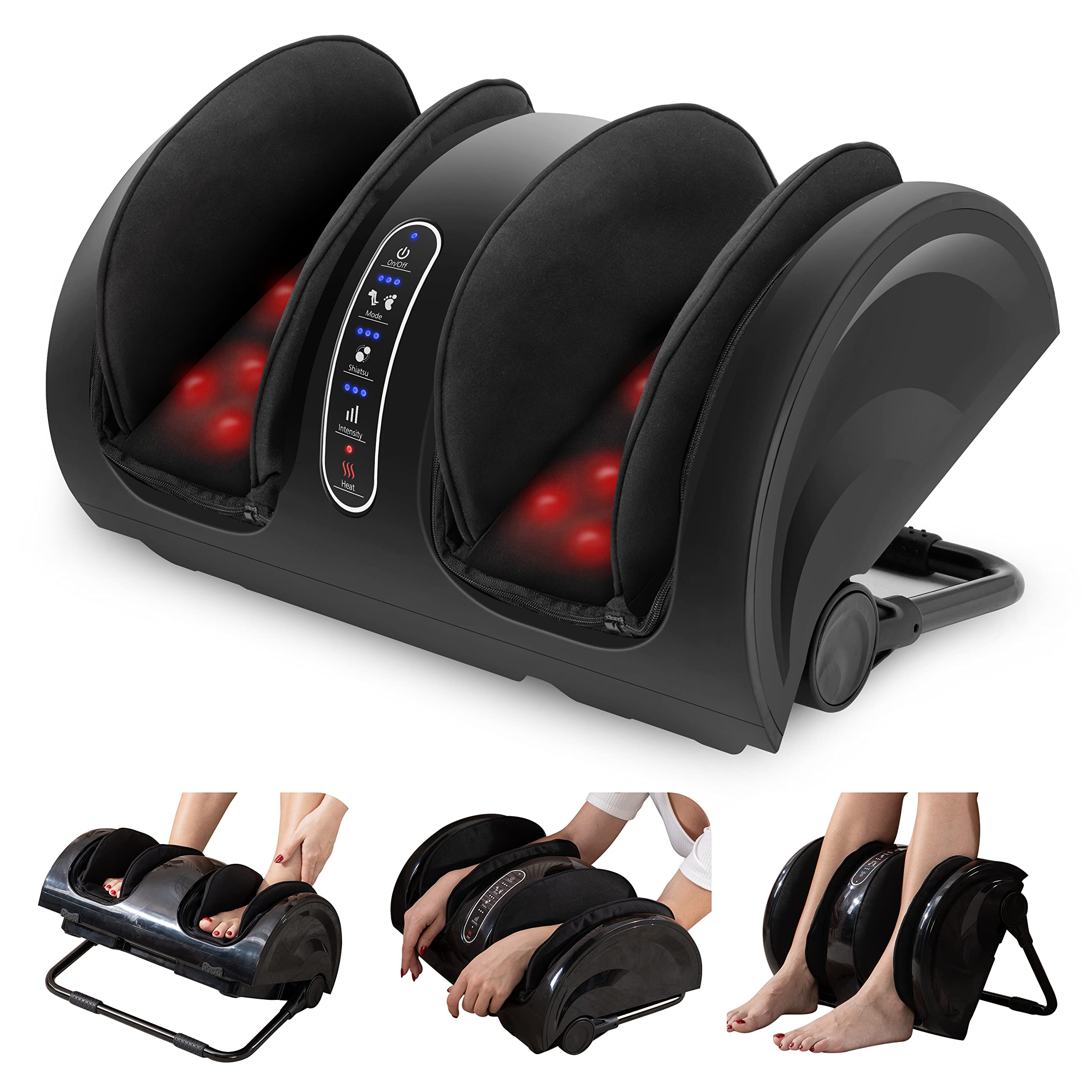 Snailax Shiatsu Foot and Calf Massager with Heat - Relieves Plantar Fasciitis, Neuropathy Pain & Improves Blood Circulation - Perfect for Home, Office Use and Relaxation Gift (Remote Control Not Included)
