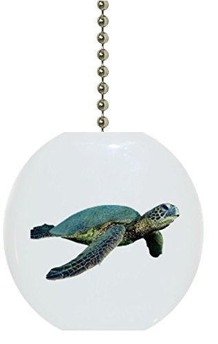 Green Sea Turtle Ceramic Fan Pull - Handmade Solid Ceramic Ceiling Fan Chain Pull - Perfect for Coastal, Nautical & Beach-Themed Home Decor
