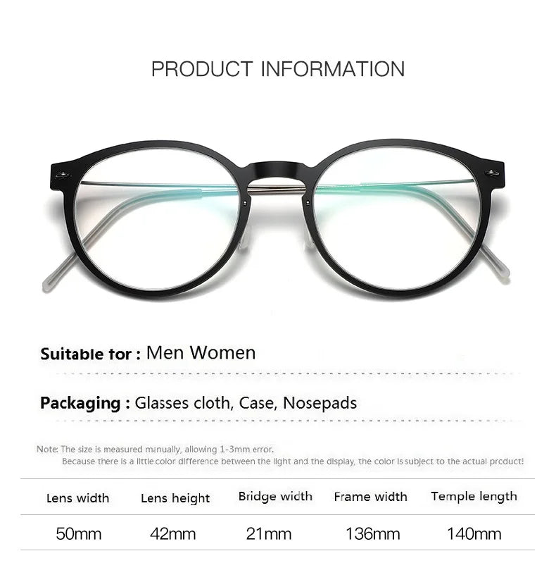 Aimee Women's Full Rim Round Titanium Acetate Eyeglasses 96603 - Lightweight & Durable Frame for Reading, Working & Everyday Use