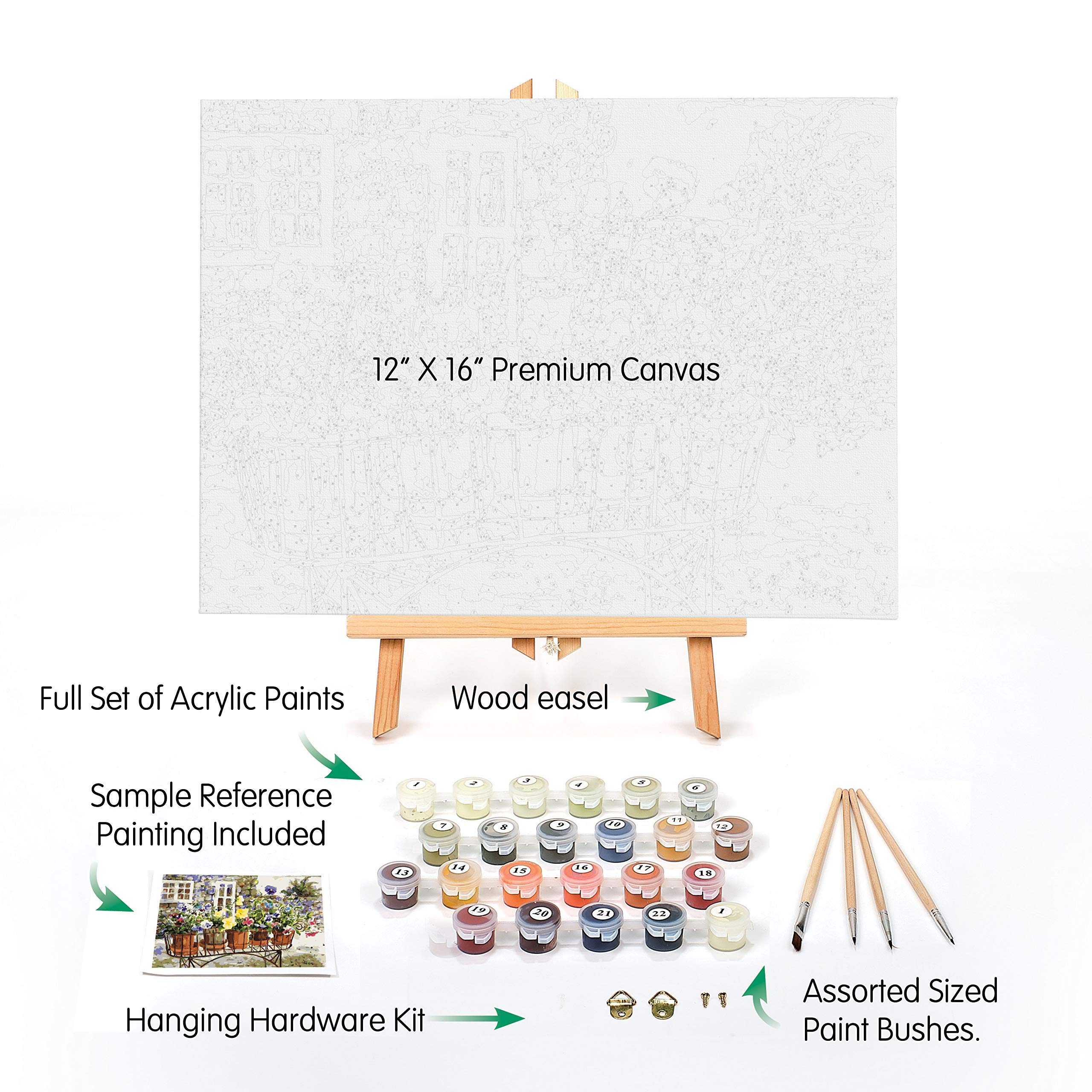 Ledgebay Paint by Numbers Kit for Adults - Beginner to Advanced DIY Art Set with Ritas Pansies Design, 12