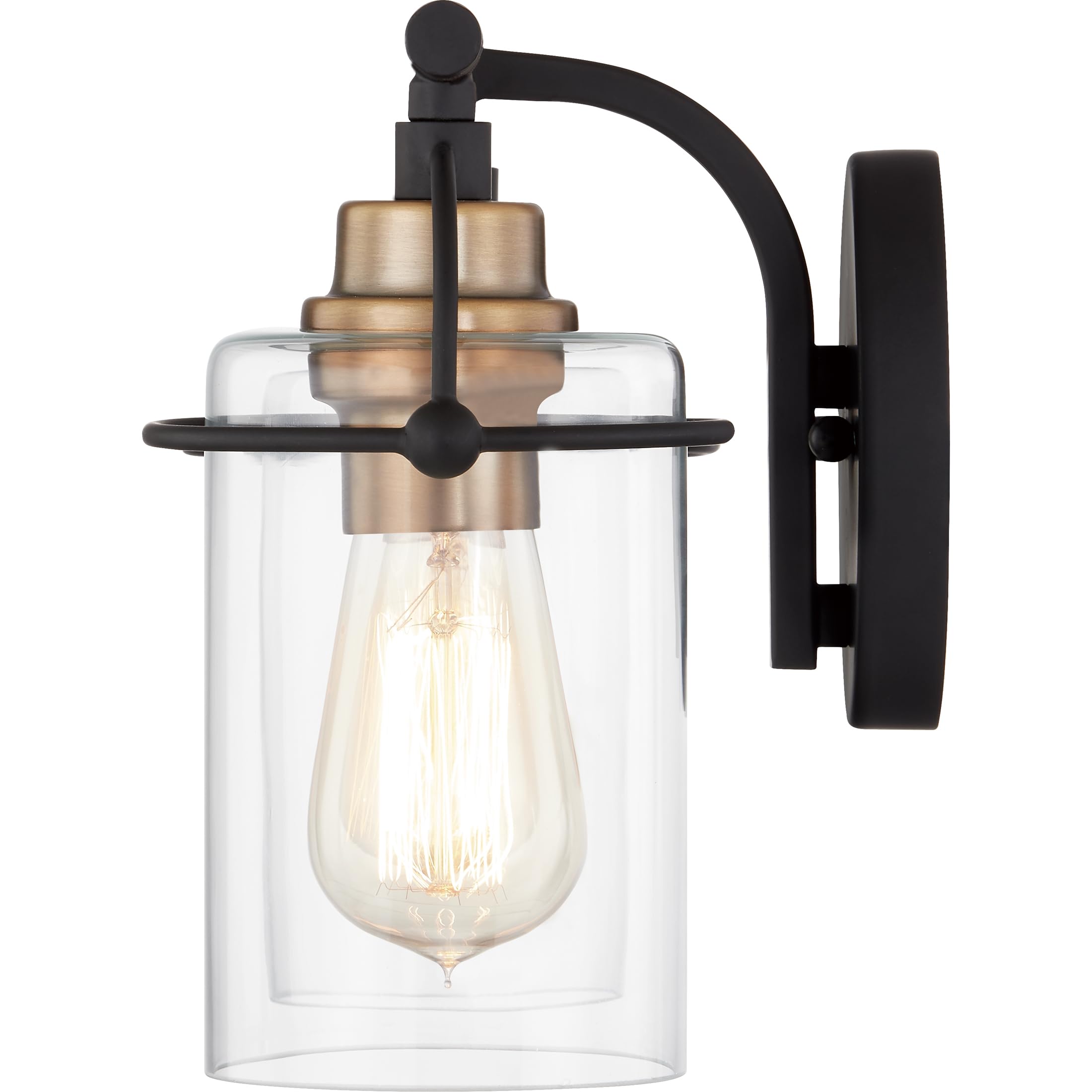 Quoizel Emerson 33 Inch 4-Light Matte Black Bathroom Vanity Light Fixture - Clear Glass Shades, Transitional Wall Mount Mirror Lighting for Bathroom, Powder Room & Dressing Area